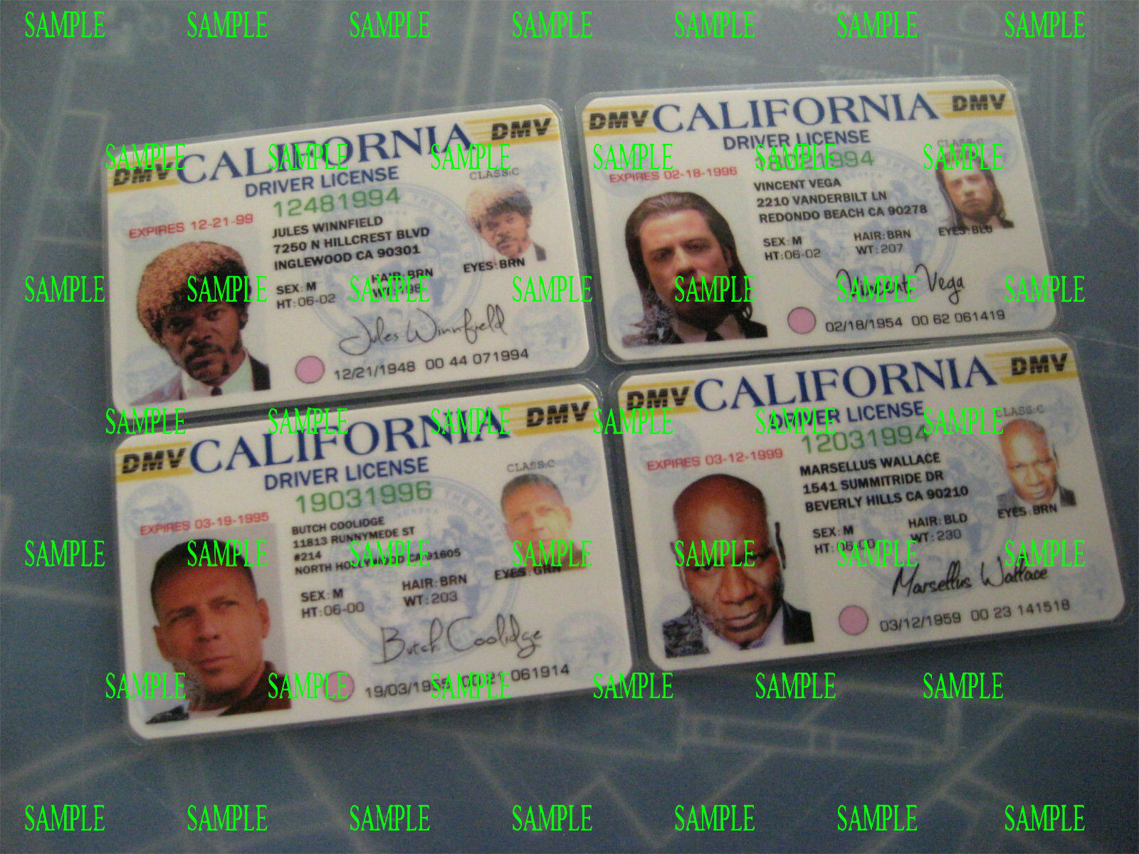 Pulp Fiction – License’s – Set of Four – Prop – Cosplay – Novely – B3G1F