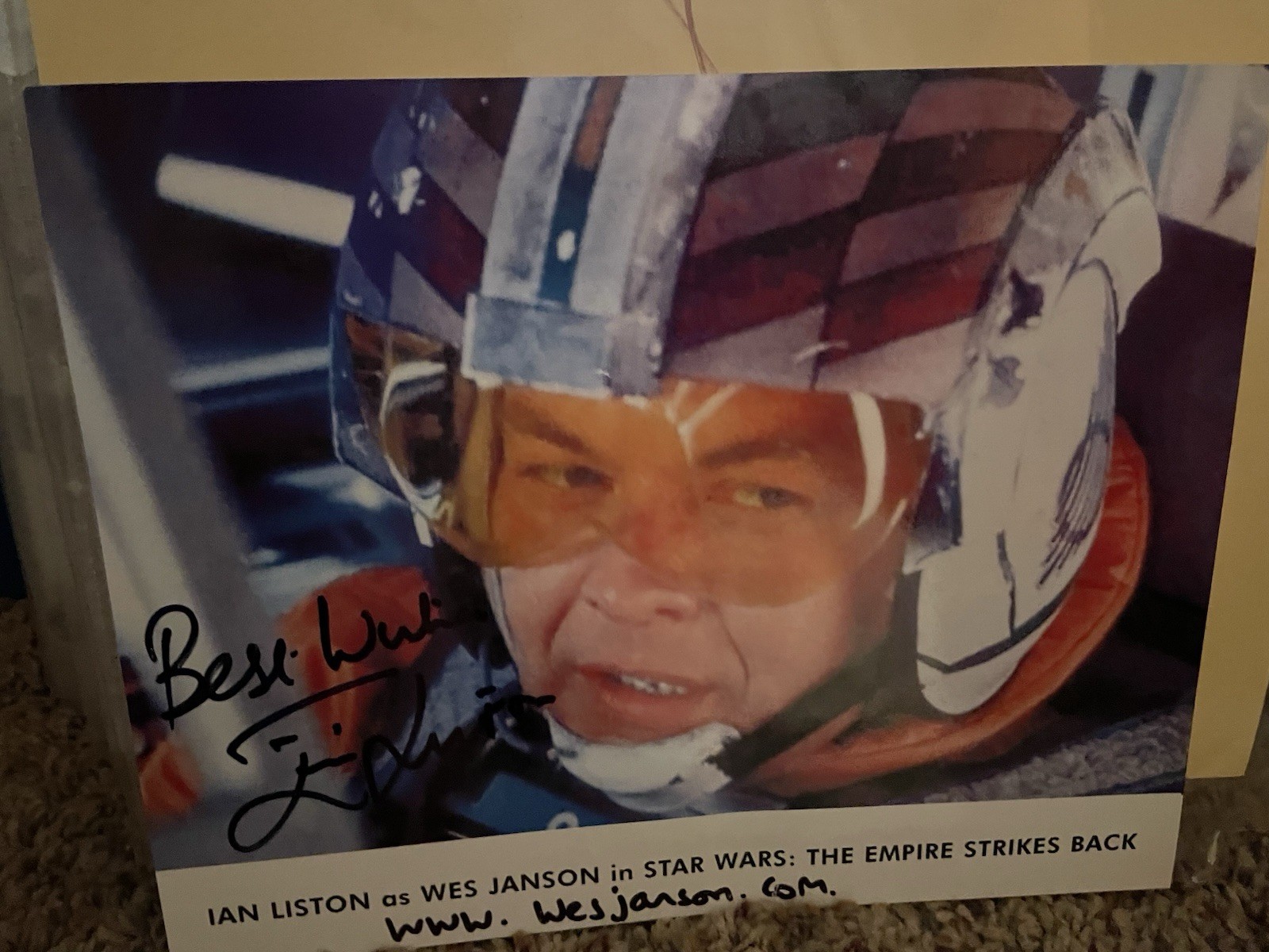 Star Wars Empire Strikes Back 8×10 Wes Janson Photo Signed By Ian Liston