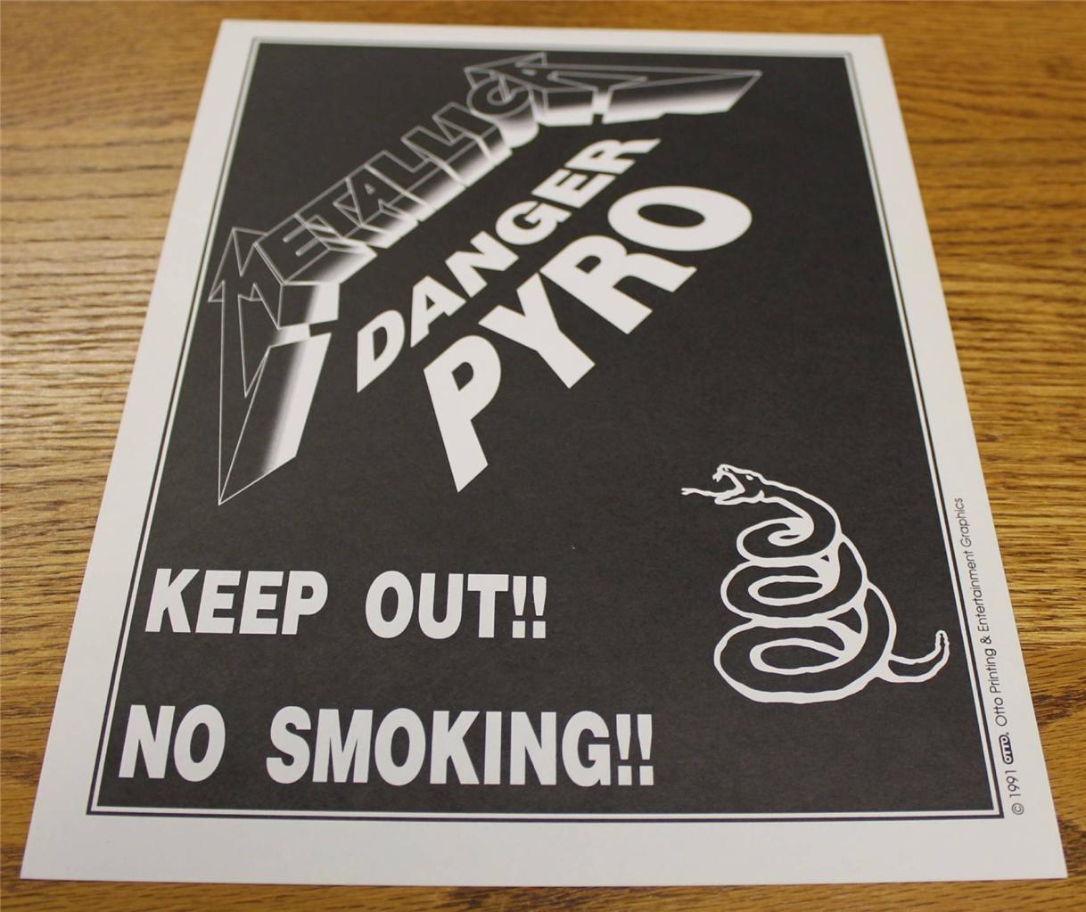 OTTO Backstage Concert Door Sign Metallica DANGER PYRO Wherever We May Roam
