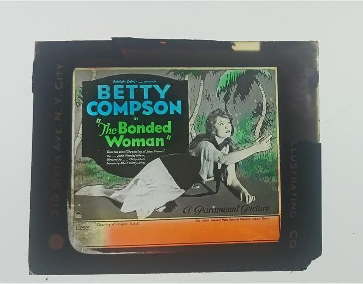 MAGIC LANTERN GLASS SLIDE 1922 SILENT MOVIE THE BONDED WOMAN BETTY COMPSON