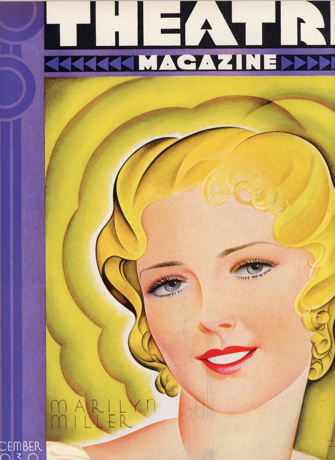 1930 Original Theatre Magazine Color Cover Art. Marilyn Miller Actress & Dancer