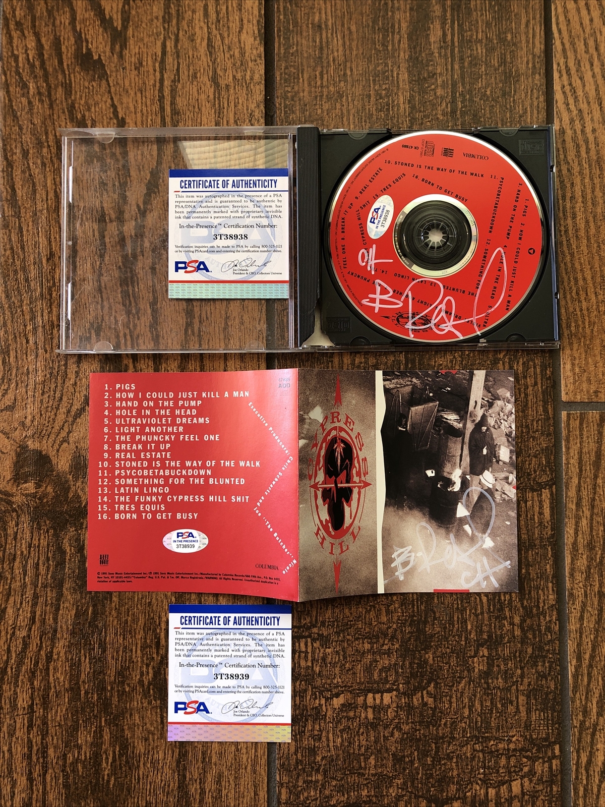 CYPRESS HILL B REAL SIGNED SELF TITLED CD And CD COVER PSA in The Presence ITP