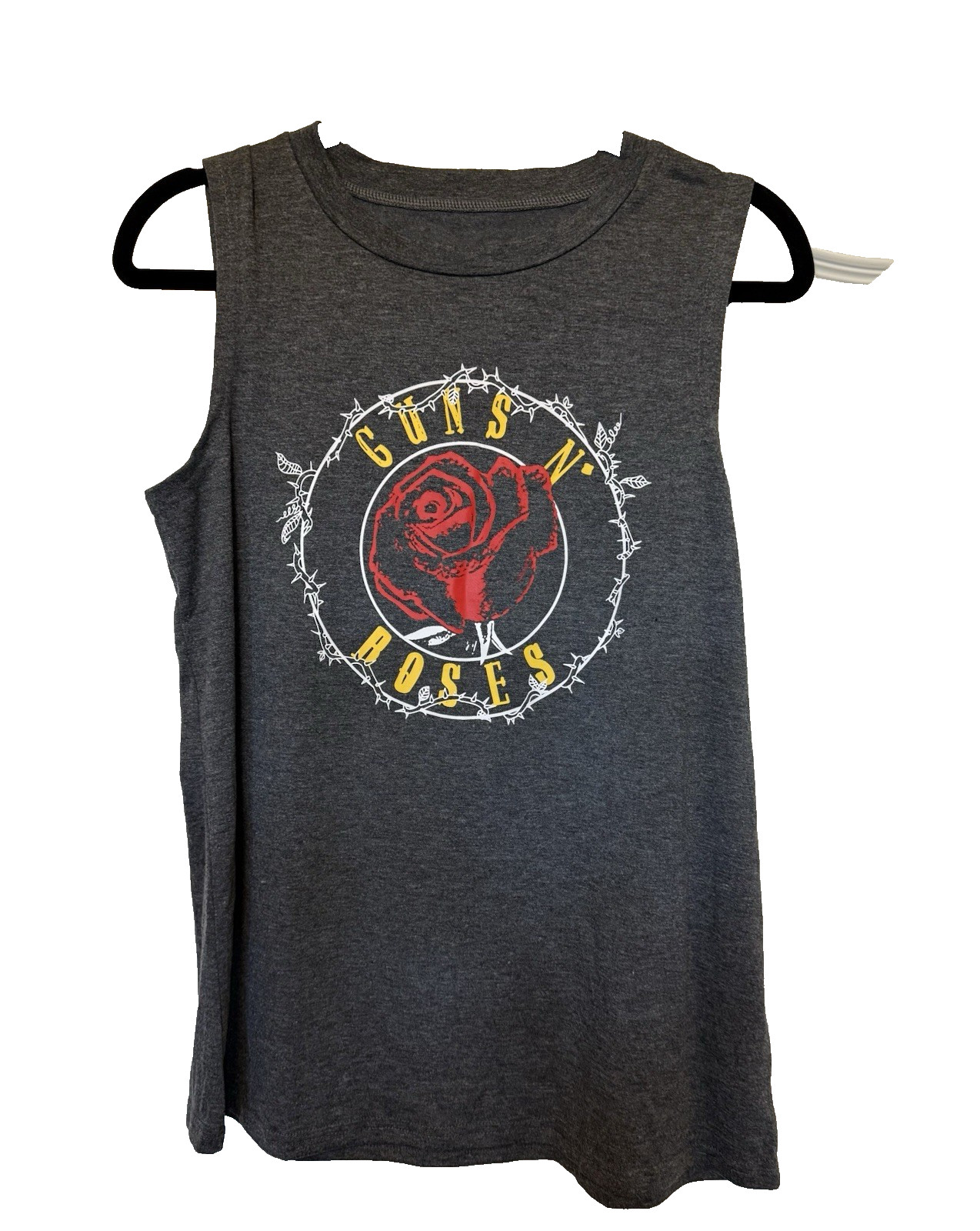 Women’s Medium Sleeveless “Guns And Roses” Classic Rock BAND T-Shirt Red Rose