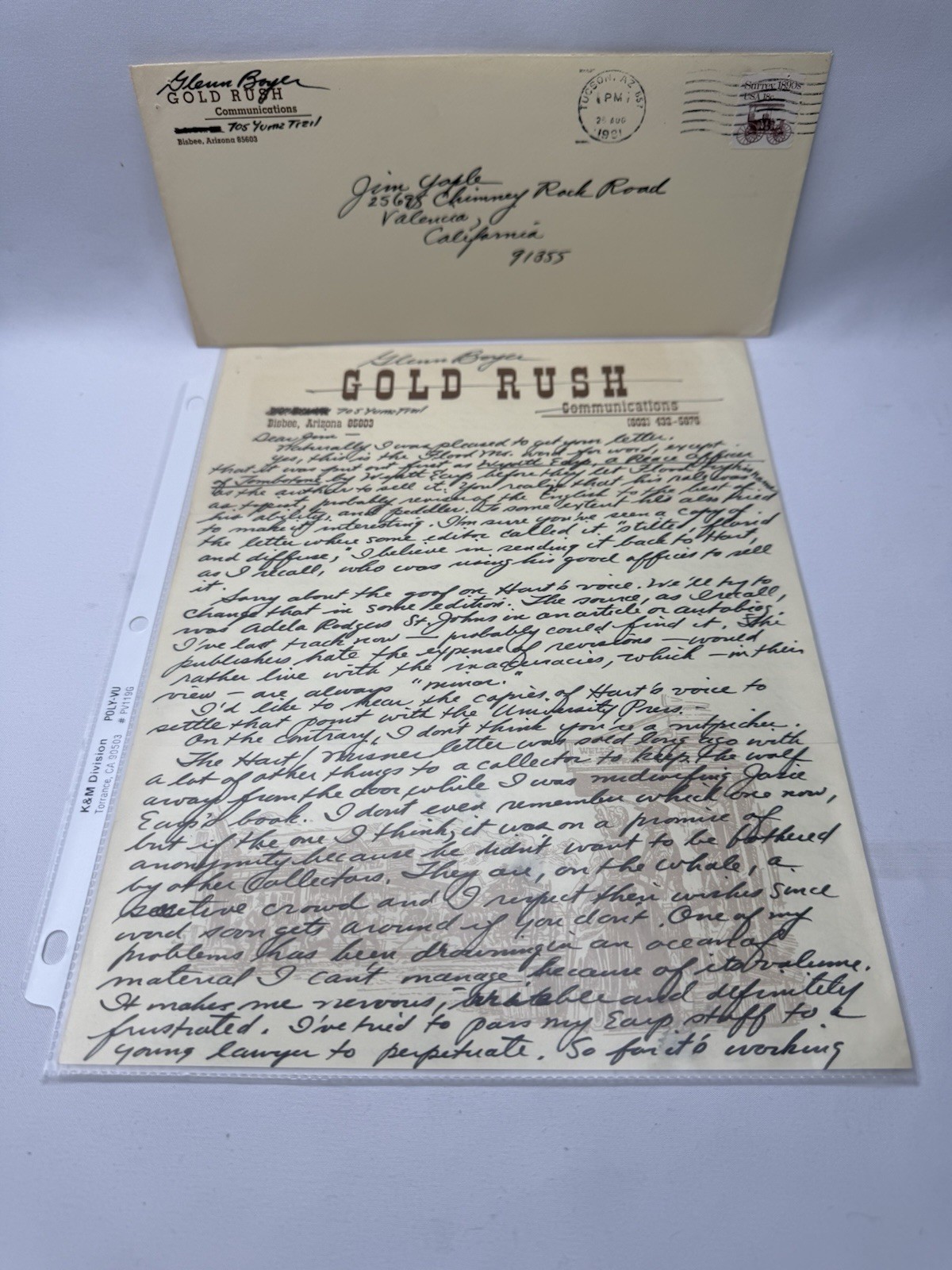 VINTAGE GLENN BOYER SIGNED LETTER X3 I MARRIED WYATT EARP WILLIAM S HART 1981
