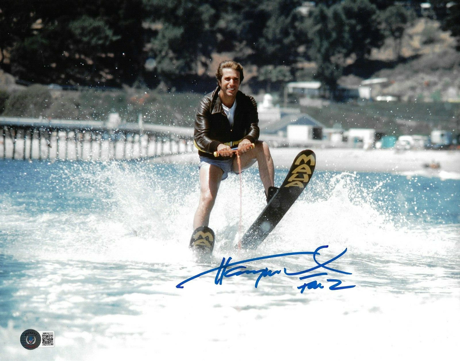 Happy Days Henry Winkler Signed 11×14 Photo The Fonz Ski BAS Beckett Witnessed