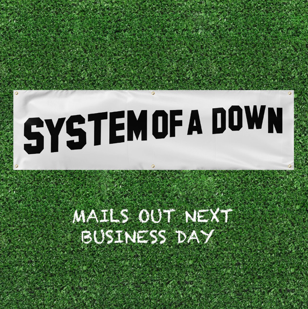 SYSTEM OF A DOWN BANNER FLAG APPROX. 2FT X 7FT (24X81 INCHES)
