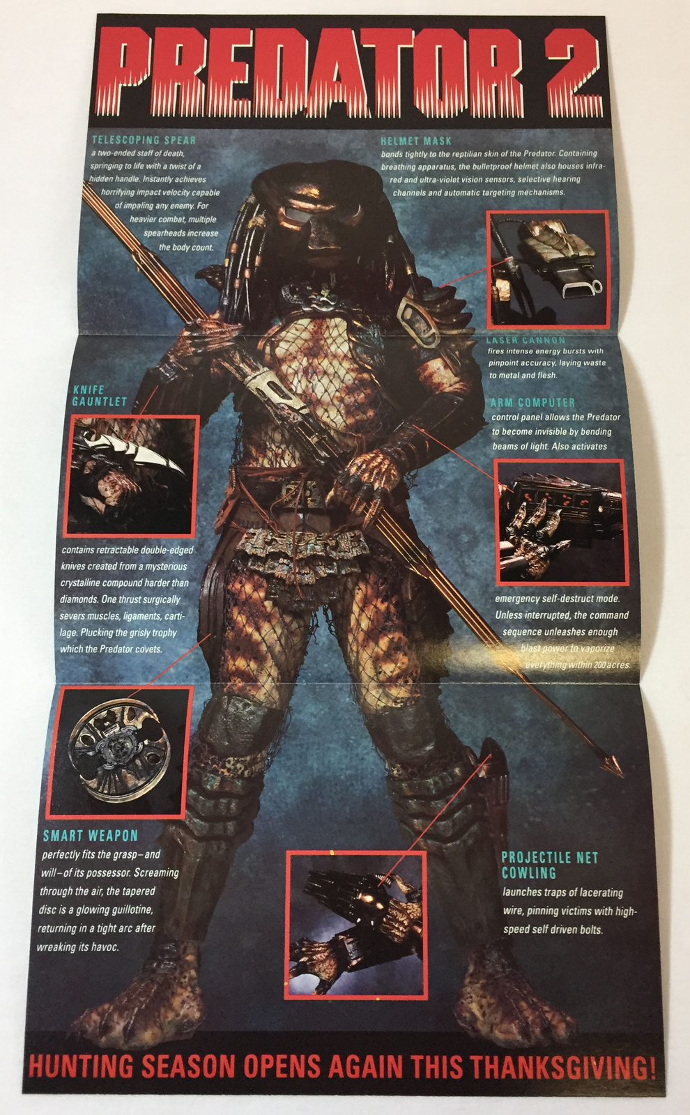 1990 insert promo booklet/poster ~ PREDATOR 2