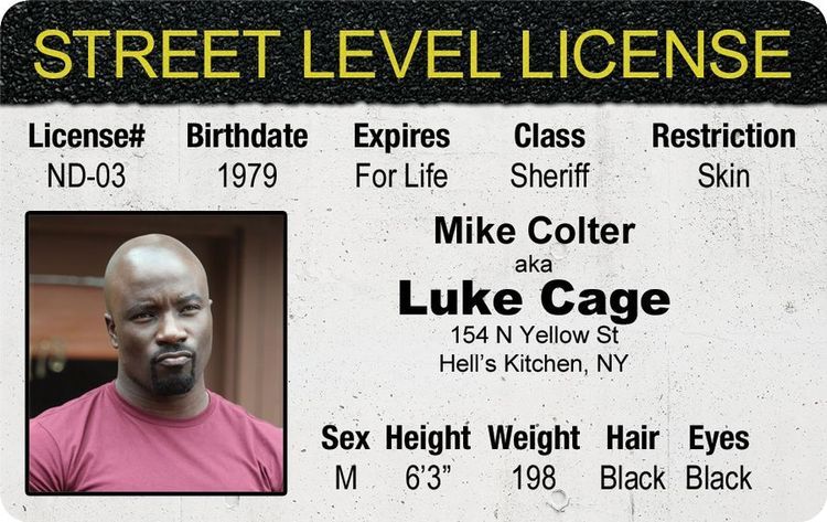 THE DEFENDERS Street level Sheriff LUKE CAGE marvel comics Drivers License