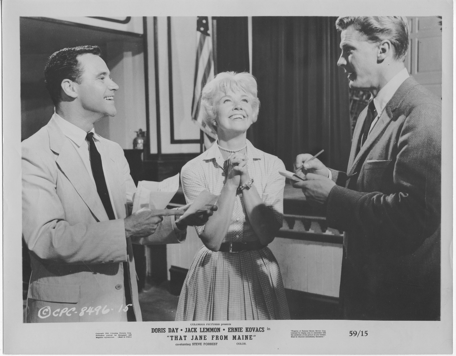 THAT JANE FROM MAINE orig 1959 still photo DORIS DAY/JACK LEMMON/STEVE FORREST
