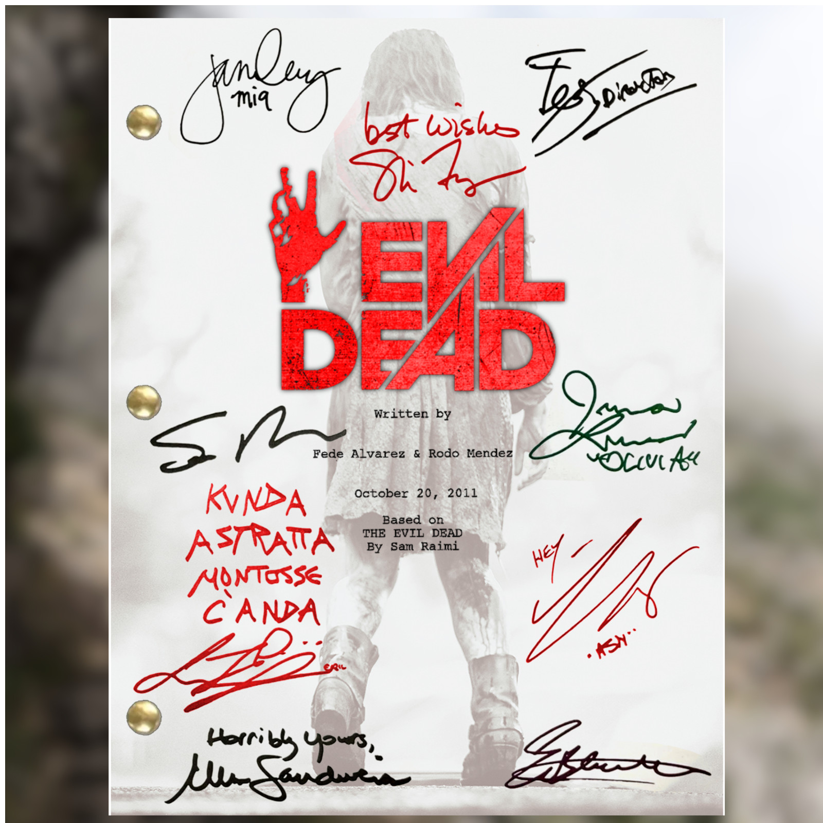 Evil Dead Movie 2013 Script Cast Signed Autograph Reprints Evil Dead