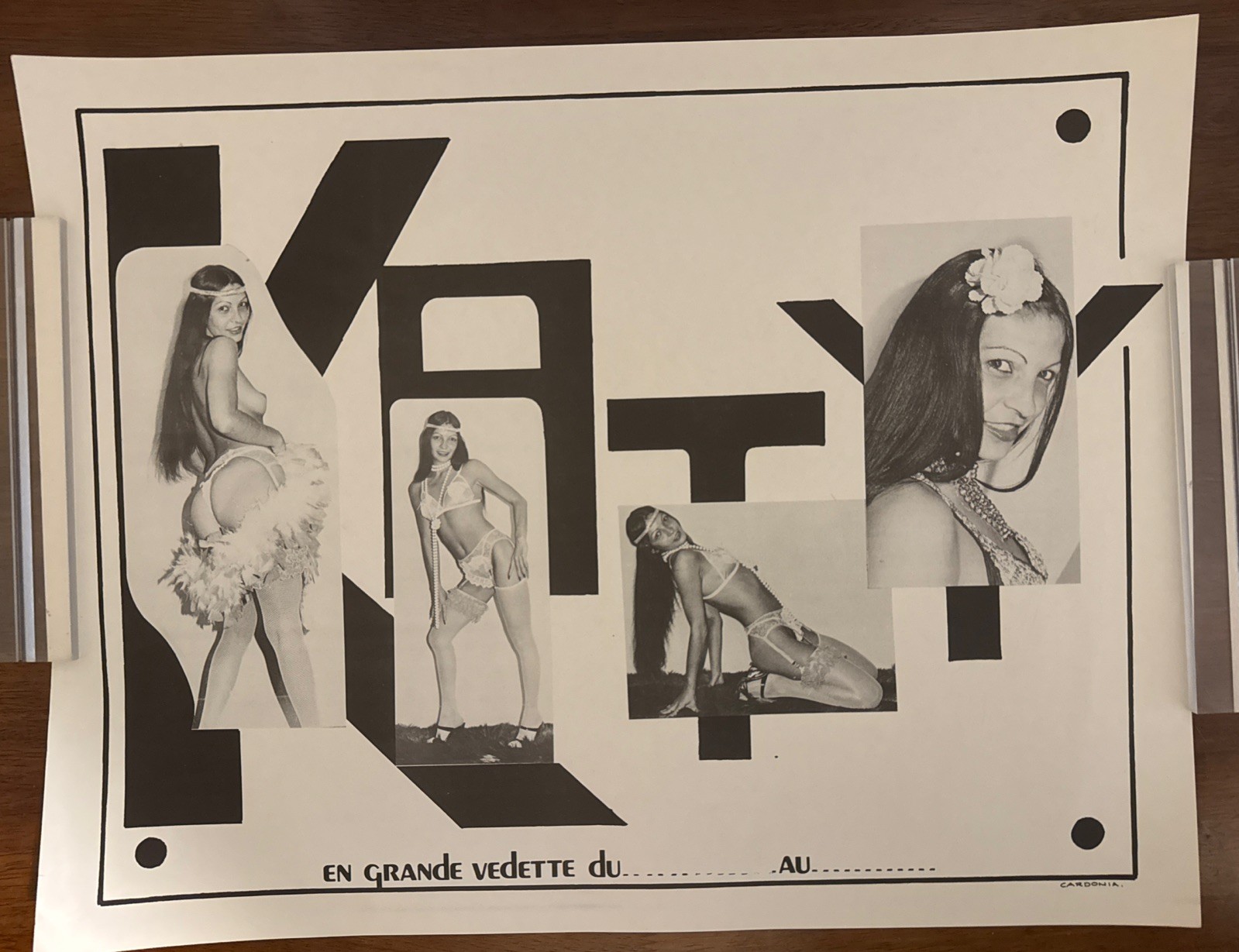 Vintage Burlesque Showgirl Katy Display Poster Quebec Canada Nightclub 17×22