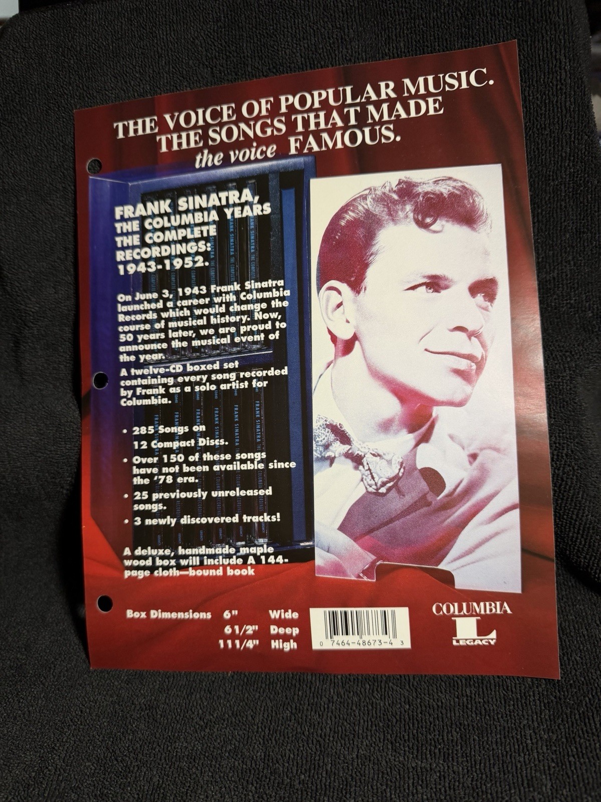 FRANK SINATRA: The Columbia Years~Complete Recordings ‘93 Legacy Press Release