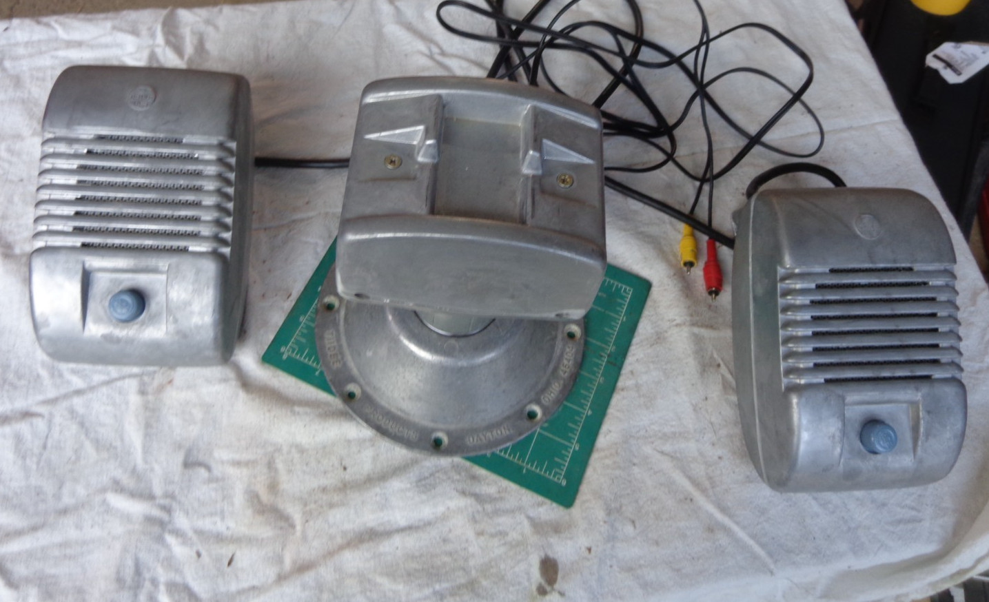 Vintage RCA Sound Drive in Movie Speaker Set Pole & Table Base Working