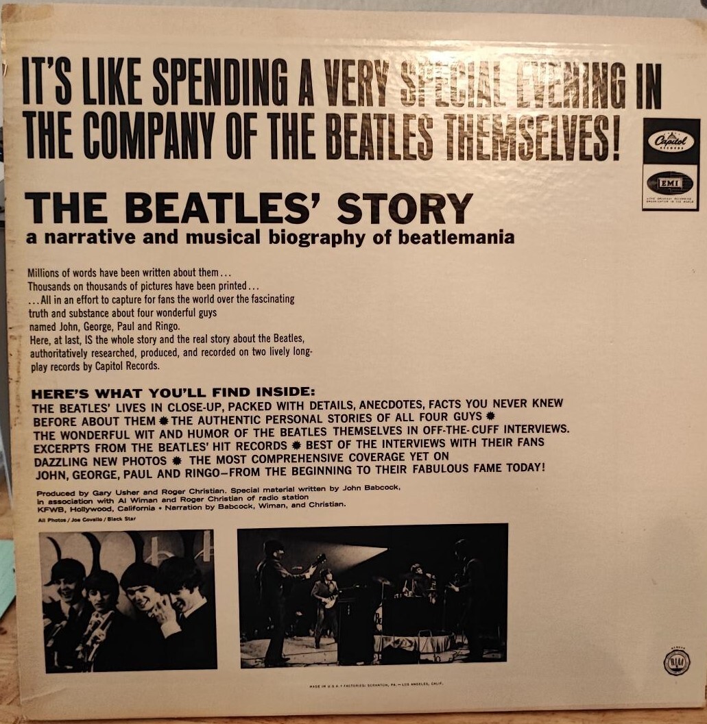 Mint 1964 Canadian High Fidelity/Mono “THE BEATLES STORY” on Capitol Records
