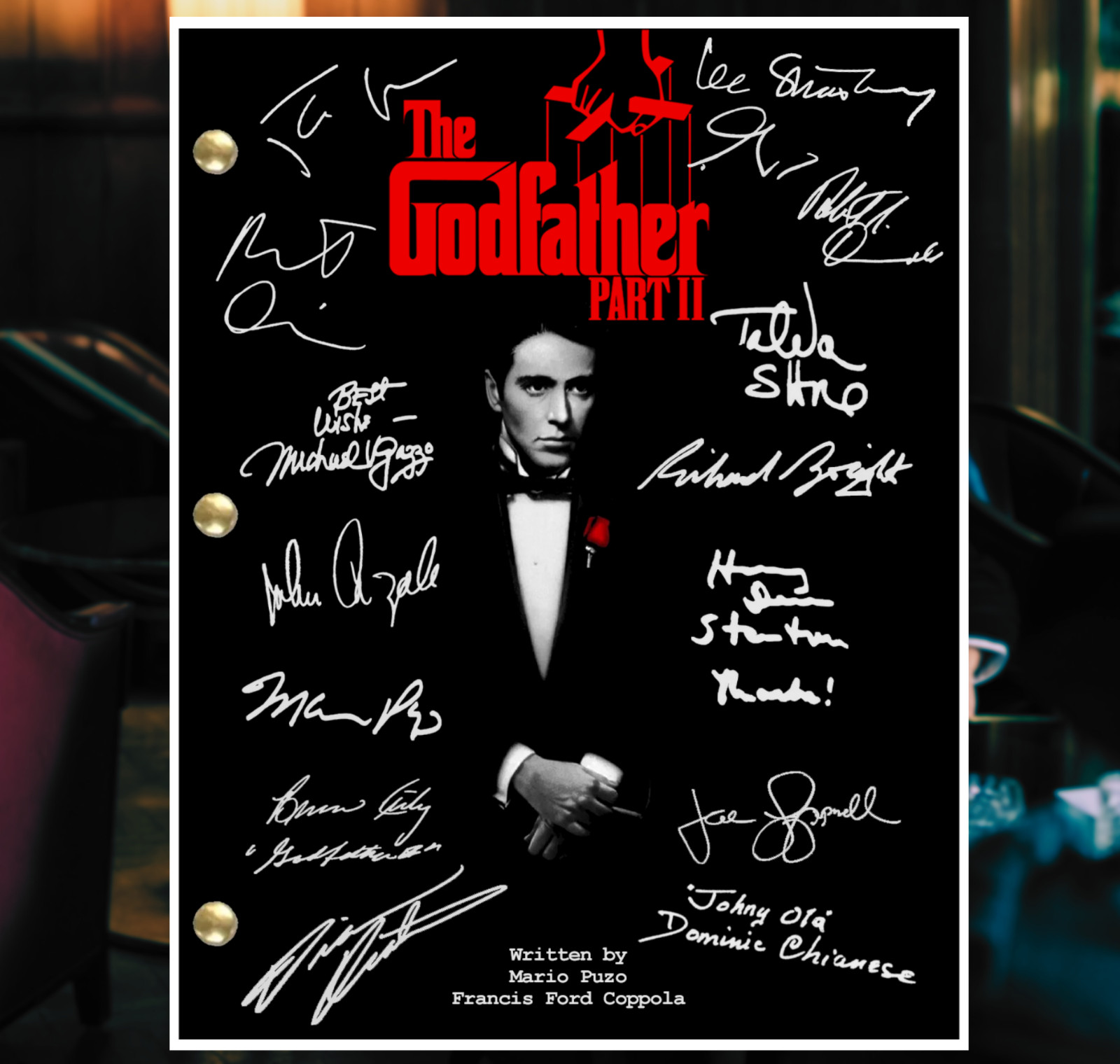 The Godfather Part II Script Signed, Autograph Reprints, 195 Pages, Al Pacino