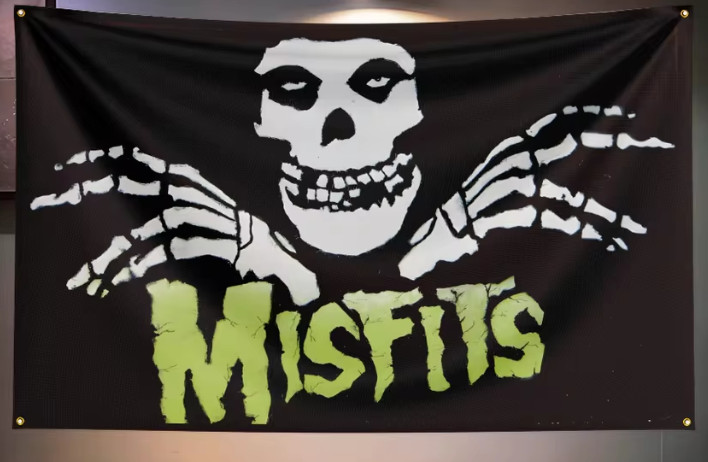 MISFITS Flag 2.6 x 3.9 Ft MISFITS Banner MISFITS Tapestry MISFITS Punk Rock