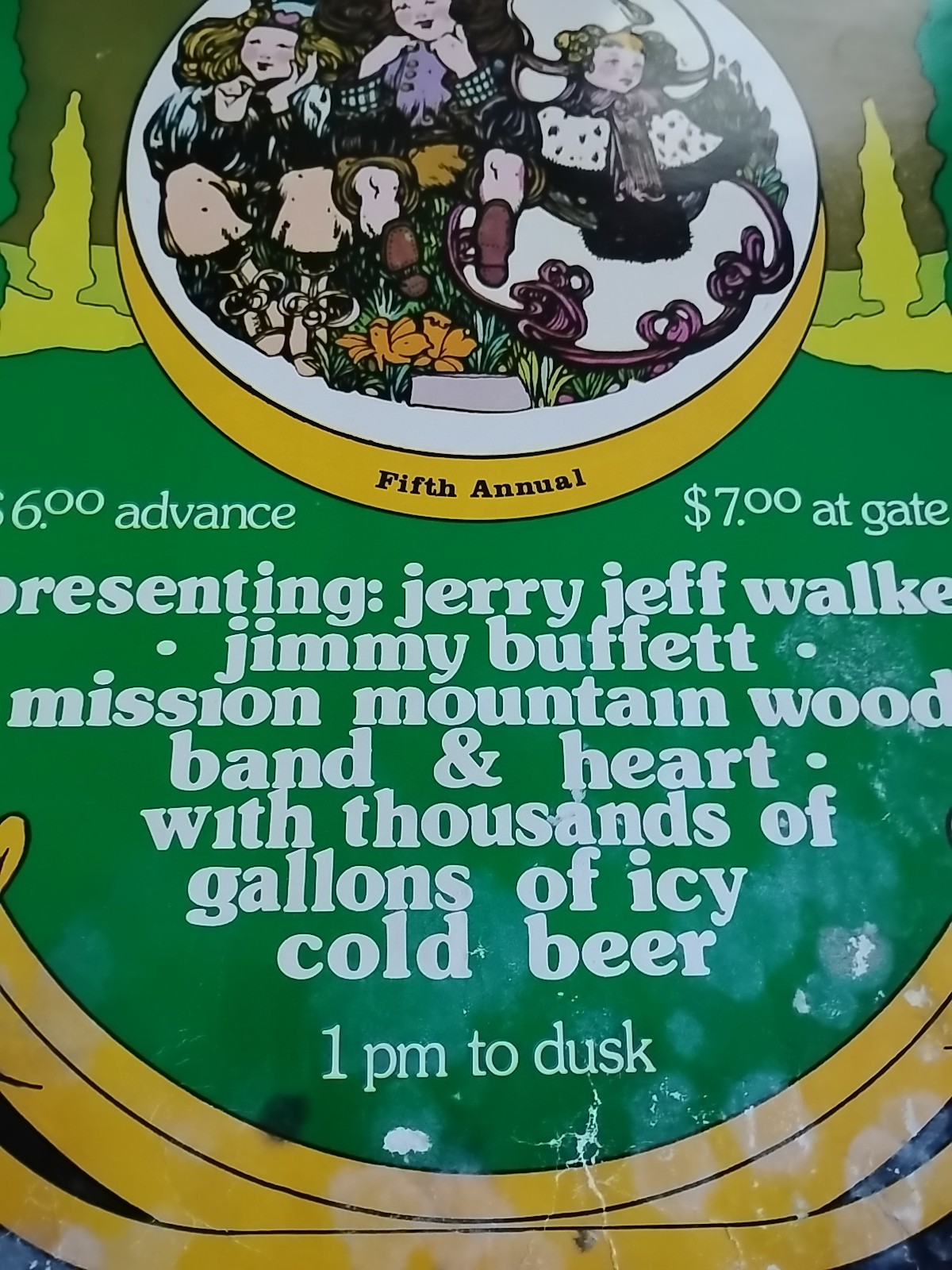 Kegger Concert Poster Jerry Jeff Walker Jimmy Buffett Heart Rare Missoula MT