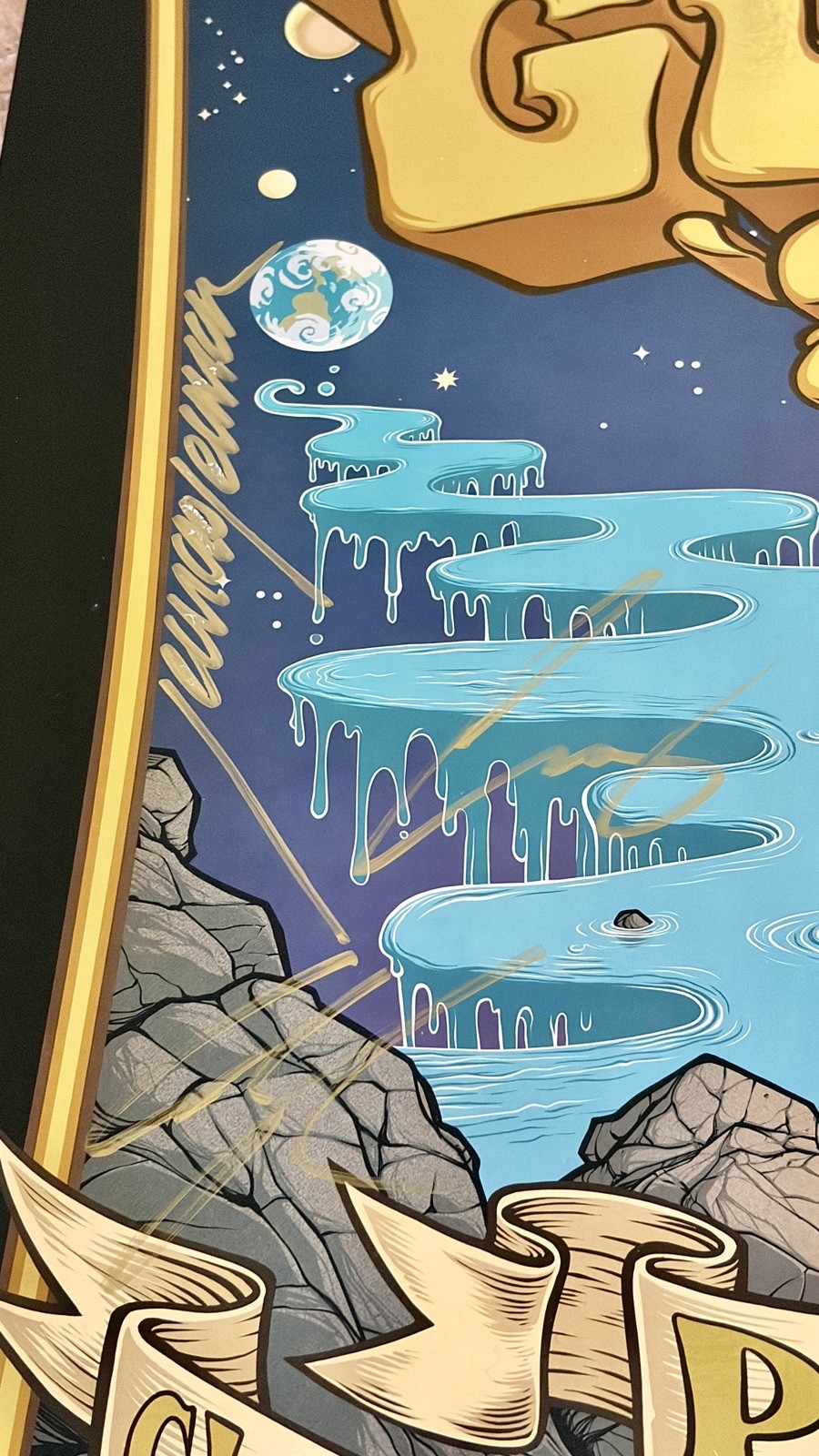 SIGNED VIP FOIL Primus Sean Lennon Claypool Gold concert poster 18×24