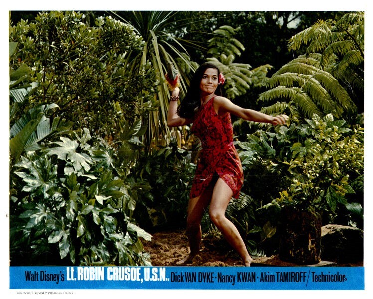Lt Robin Crusoe USN Original Lobby Card 1966 Nancy Kwan tropical island