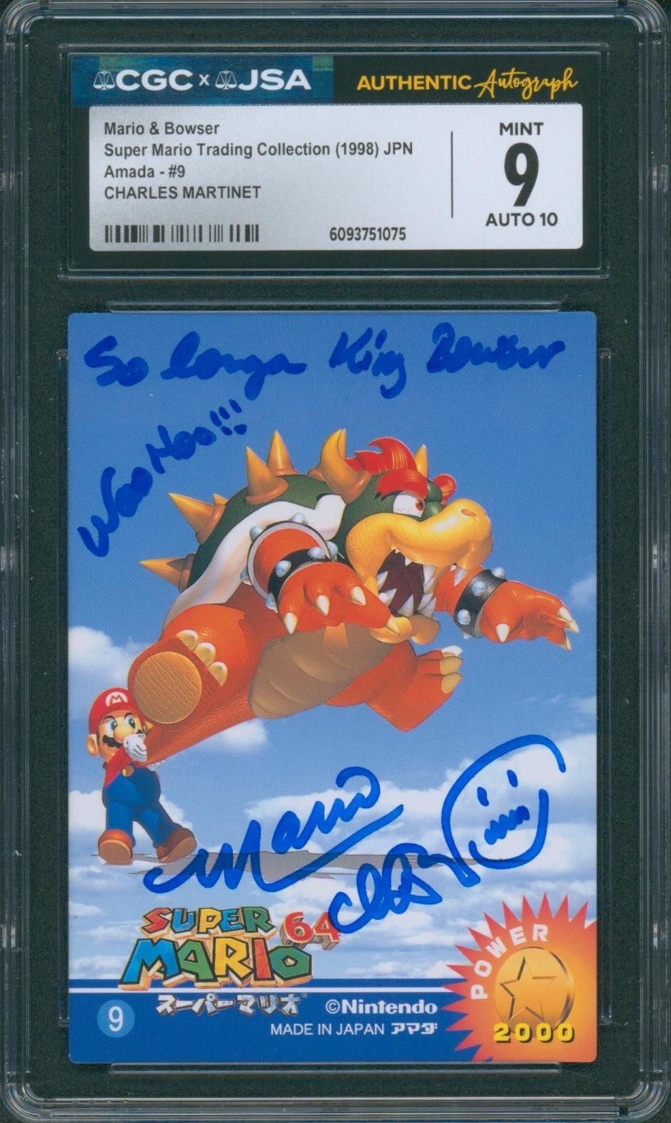 Charles Martinet Signed Amada Card Super Mario 64 Mint 9 CGC x JSA SLAB