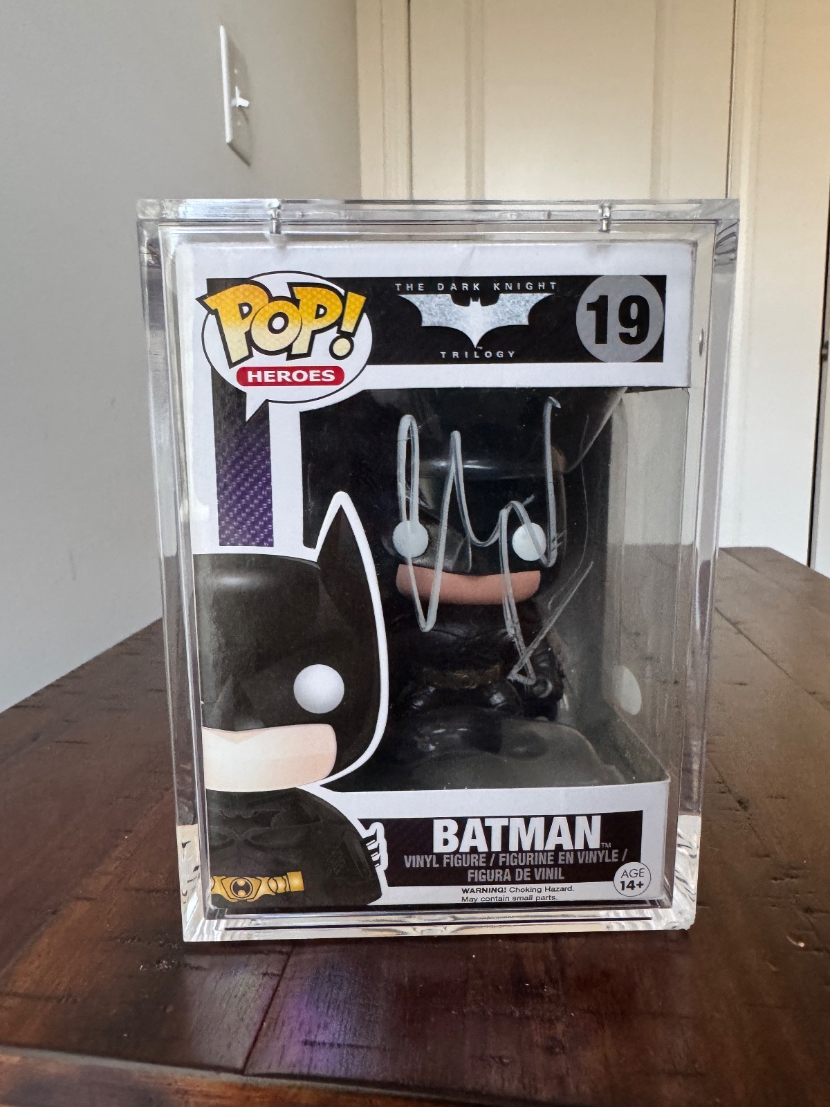 Christian Bale Signed Funko Pop 19 Batman The Dark Knight Trilogy JSA Pop Armor