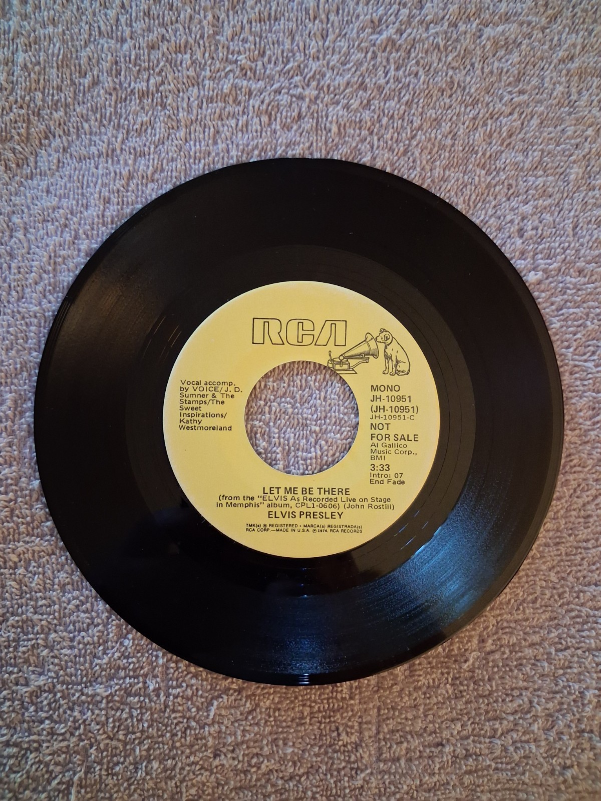ELVIS PRESLEY RARE LET ME BE THERE MONO/STEREO PROMO 45 1974 NEAR MINT-MINT