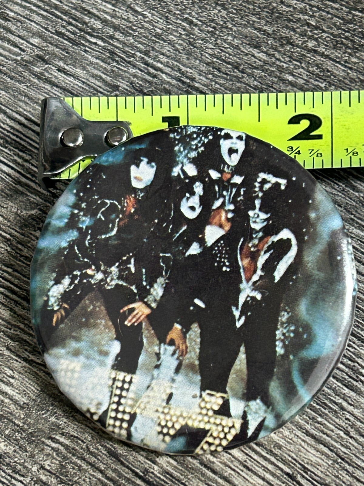 KISS BUTTON Pin Badge Destroyer Glitter Concert Logo 2 1/8 Vintage Kiss Aucoin A