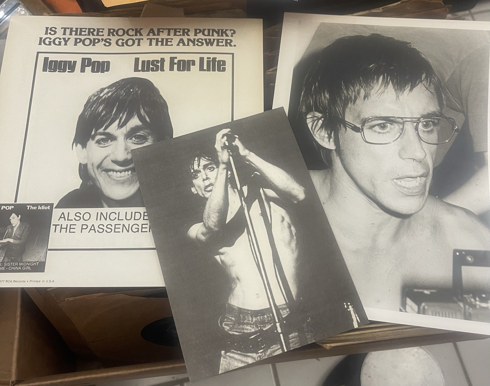 Iggy Pop 1977 Lust For Life Promo Poster + Fan Club Postcard + Glossy Photo Lot