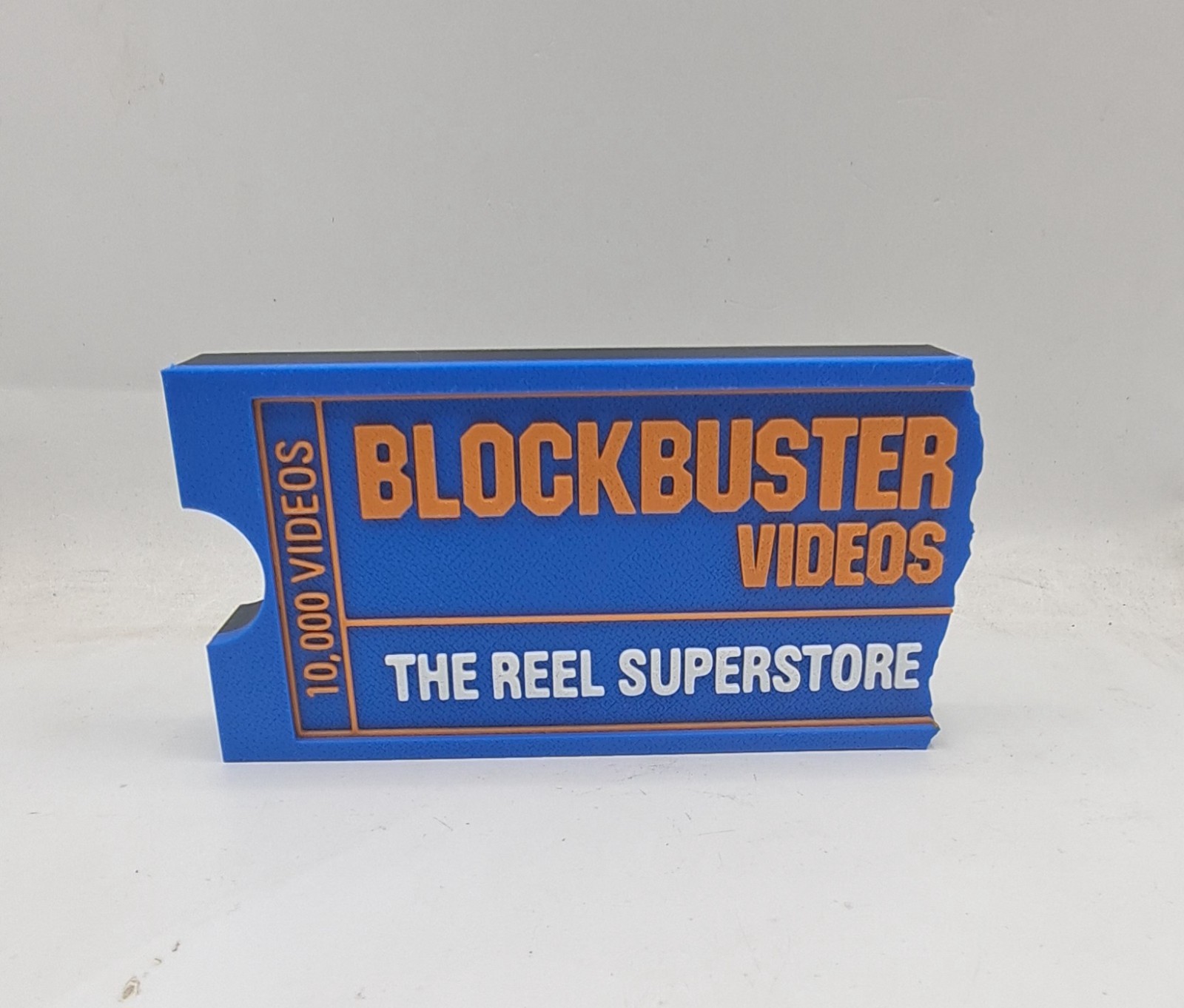 1985 BLOCKBUSTER Logo Video Tape / Game Rental Store Sign Desk Shelf Art VHS