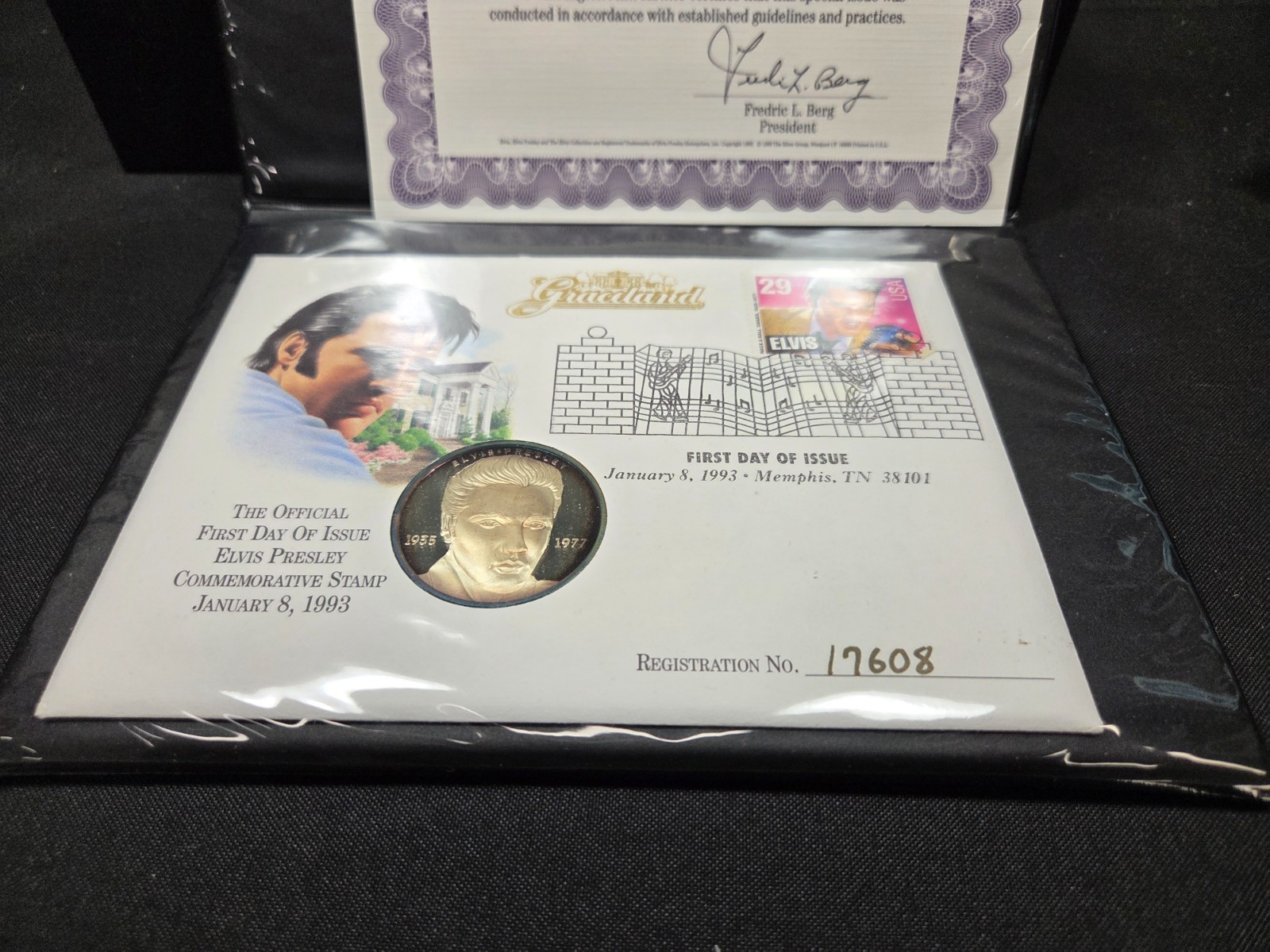 Elvis Presley First Day Cover 1 oz Silver Proof Coin Washington Mint #1