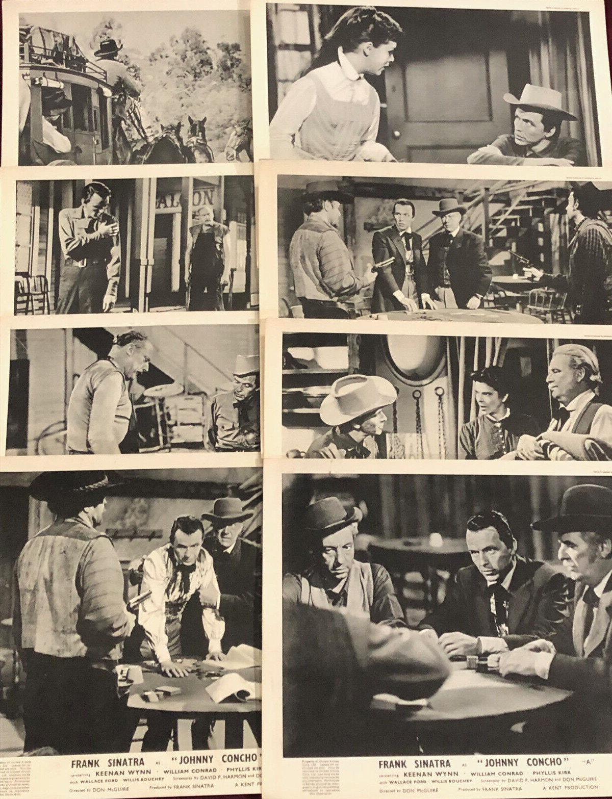 JOHNNY CONCHO LOBBY CARD FOH SET (8) MOVIE POSTER 1956 FRANK SINATRA