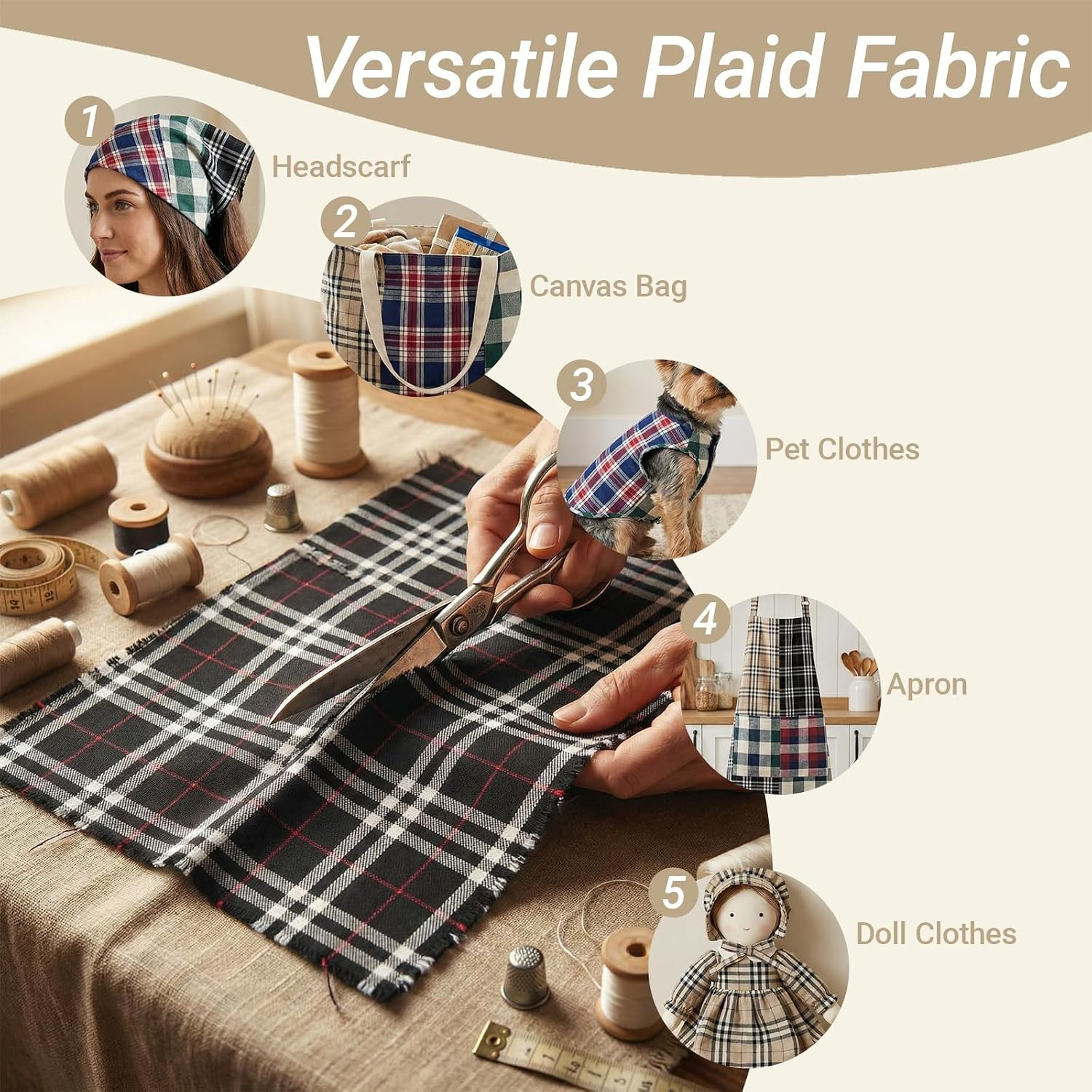 10 Pcs 18X22 in Fabric Checkered Squares Multi Colors | Poly-Cotton Blend Mater