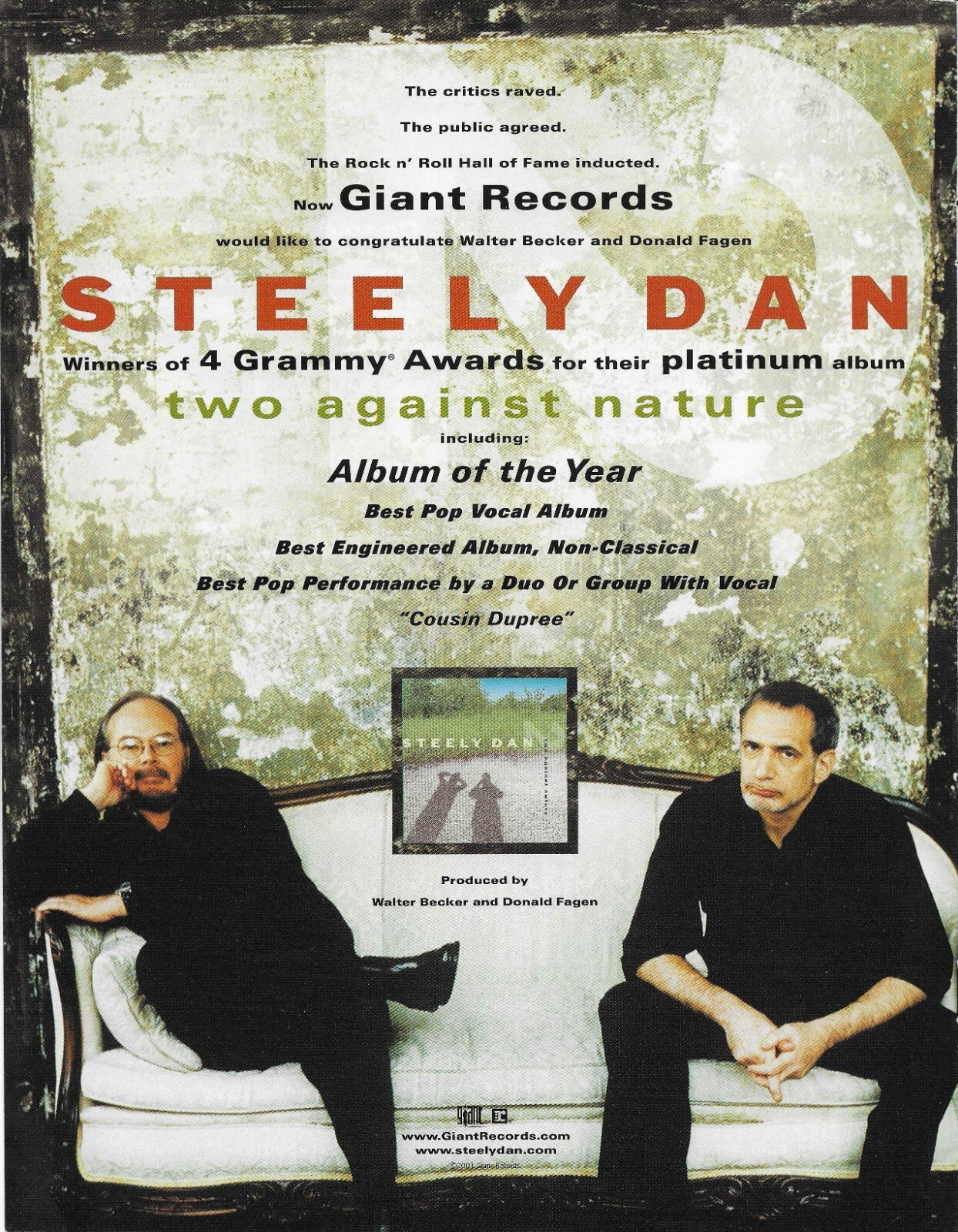 Donald Fagen STEELY DAN Rare 2001 PROMO TRADE AD Poster for Two MINT 8.5×11
