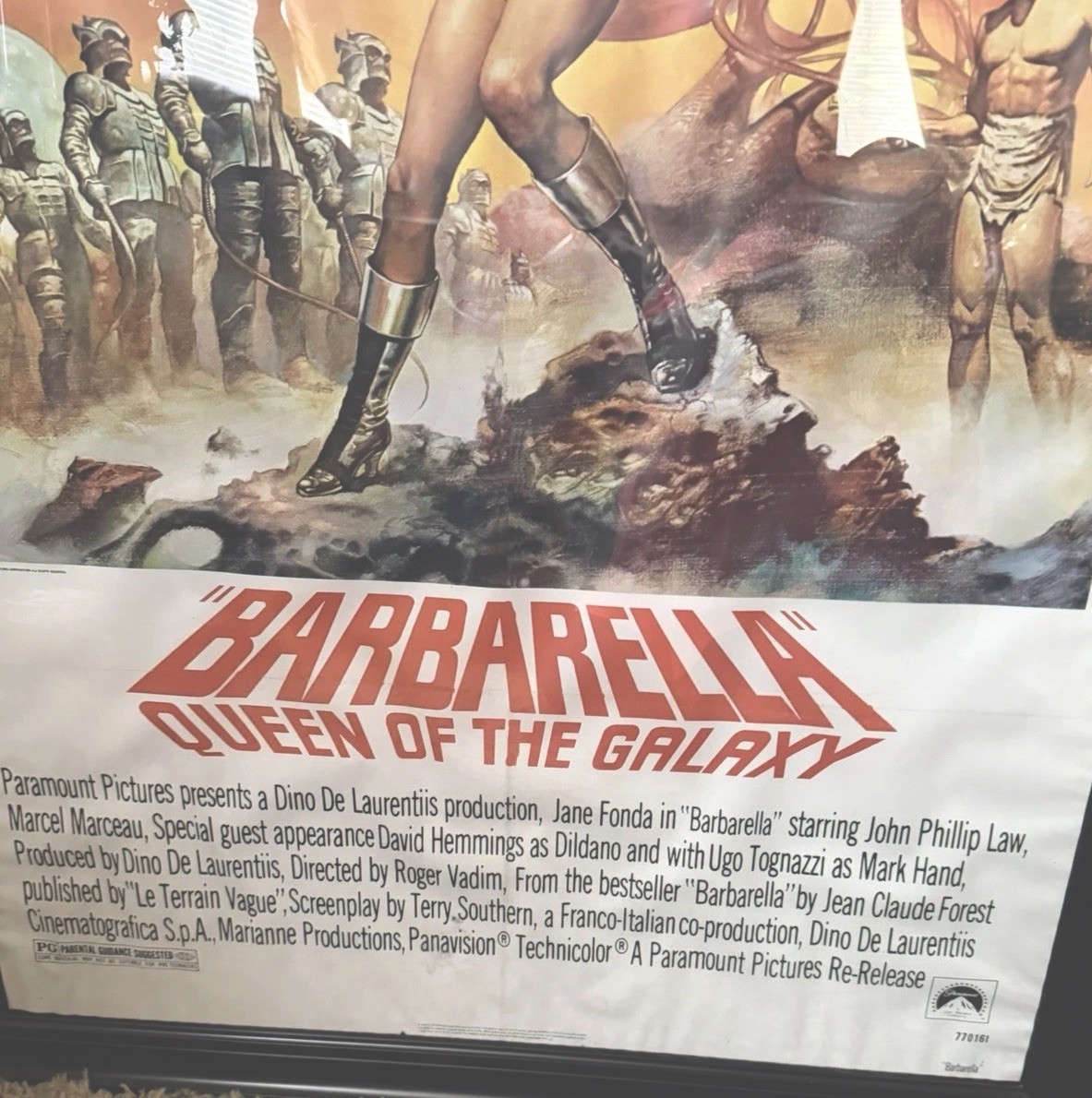 ORIGINAL Boris Vallejo artwork poster “Re-Release” 1977 BARBARELLA MOVIE FRAMED
