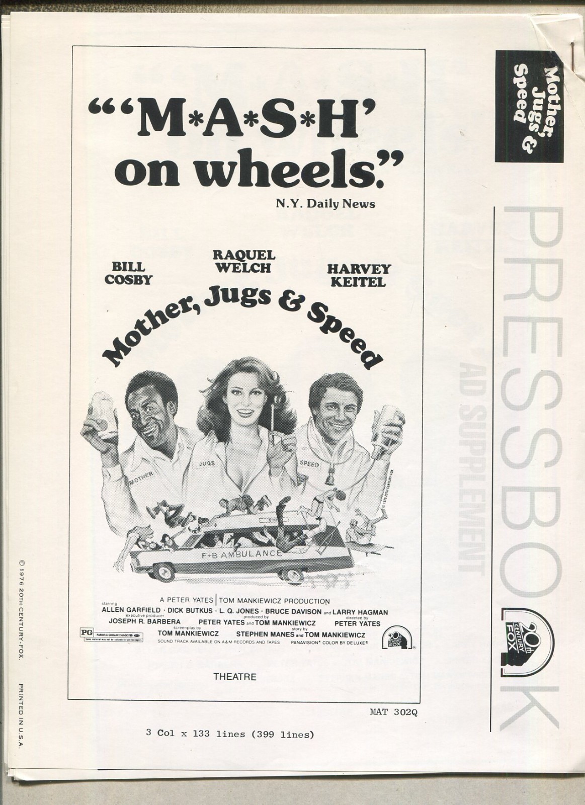 Mother, Jugs & Speed: Peter Yates Production 6 Pages PRESSBOOK Box2