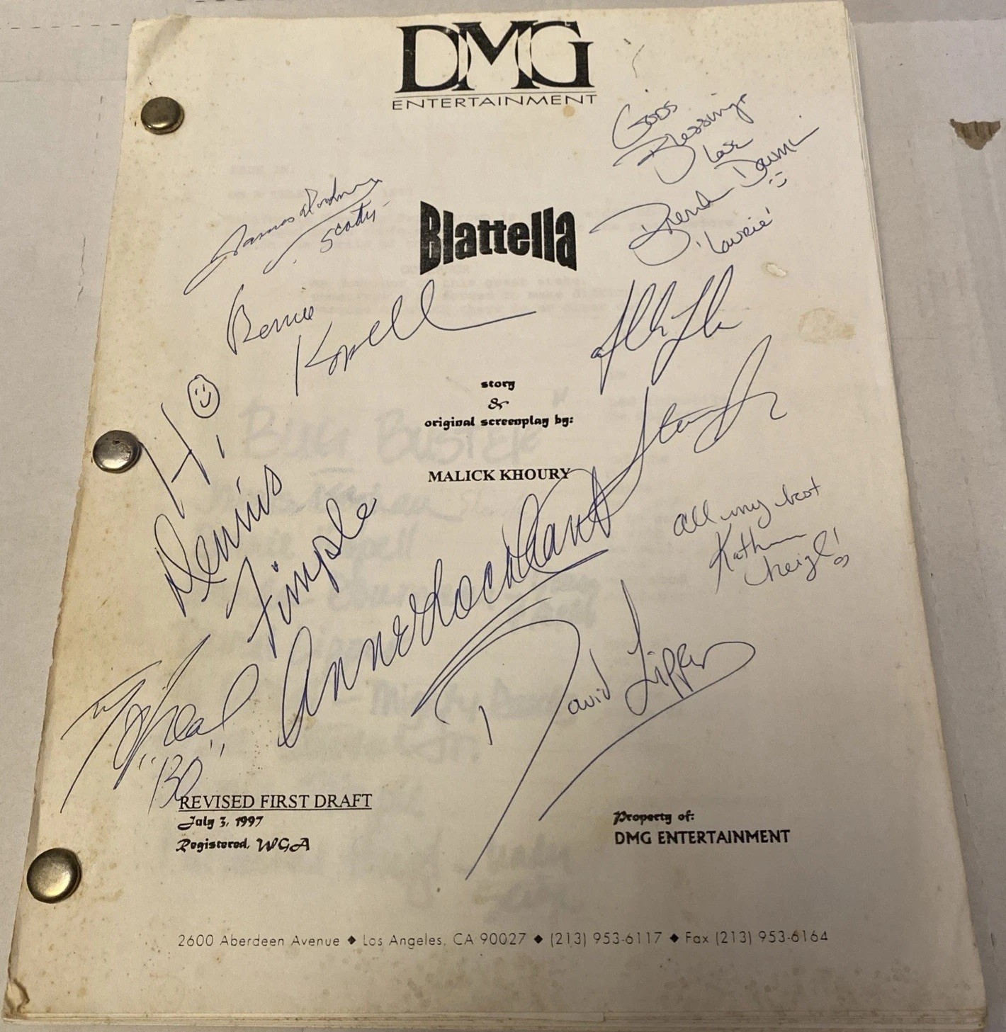 Blattella (BUG BUSTER) SIGNED X9 HORROR MOVIE SCRIPT Signed & Autographed