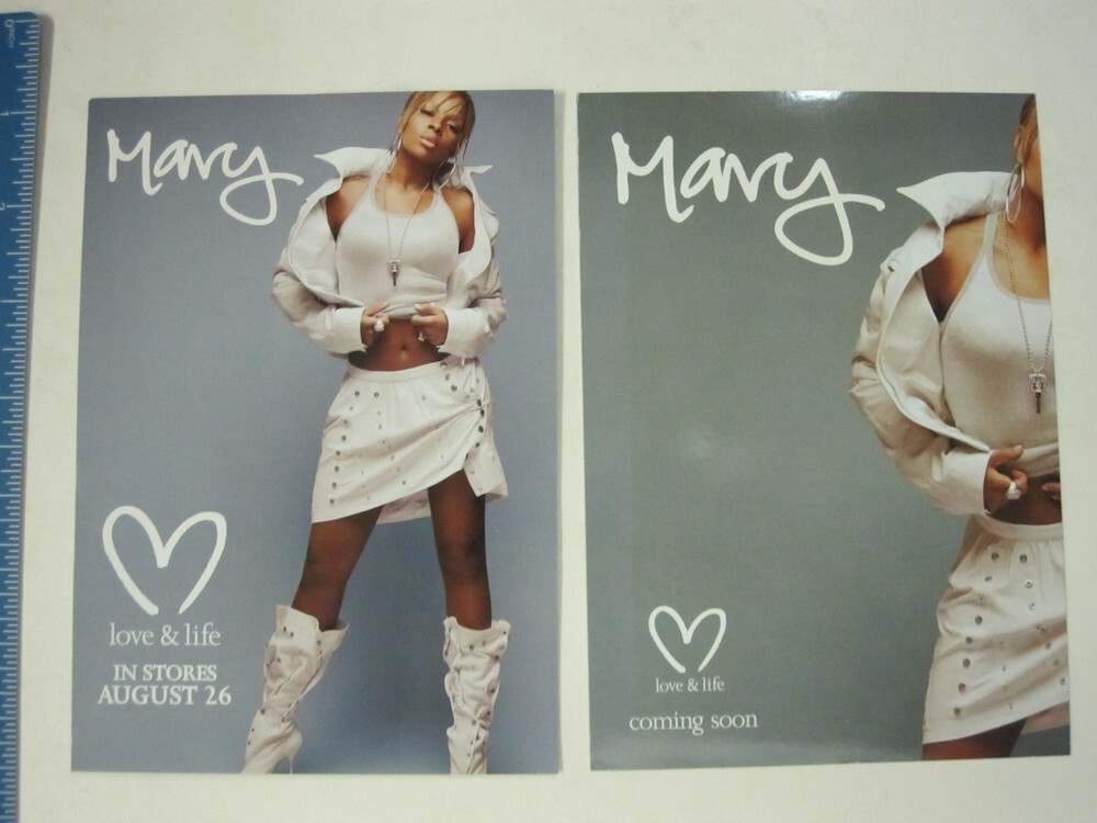 Mary J. Blige 2003 Love & Life Promotional 2 Postcard Set Flawless New Old Stock