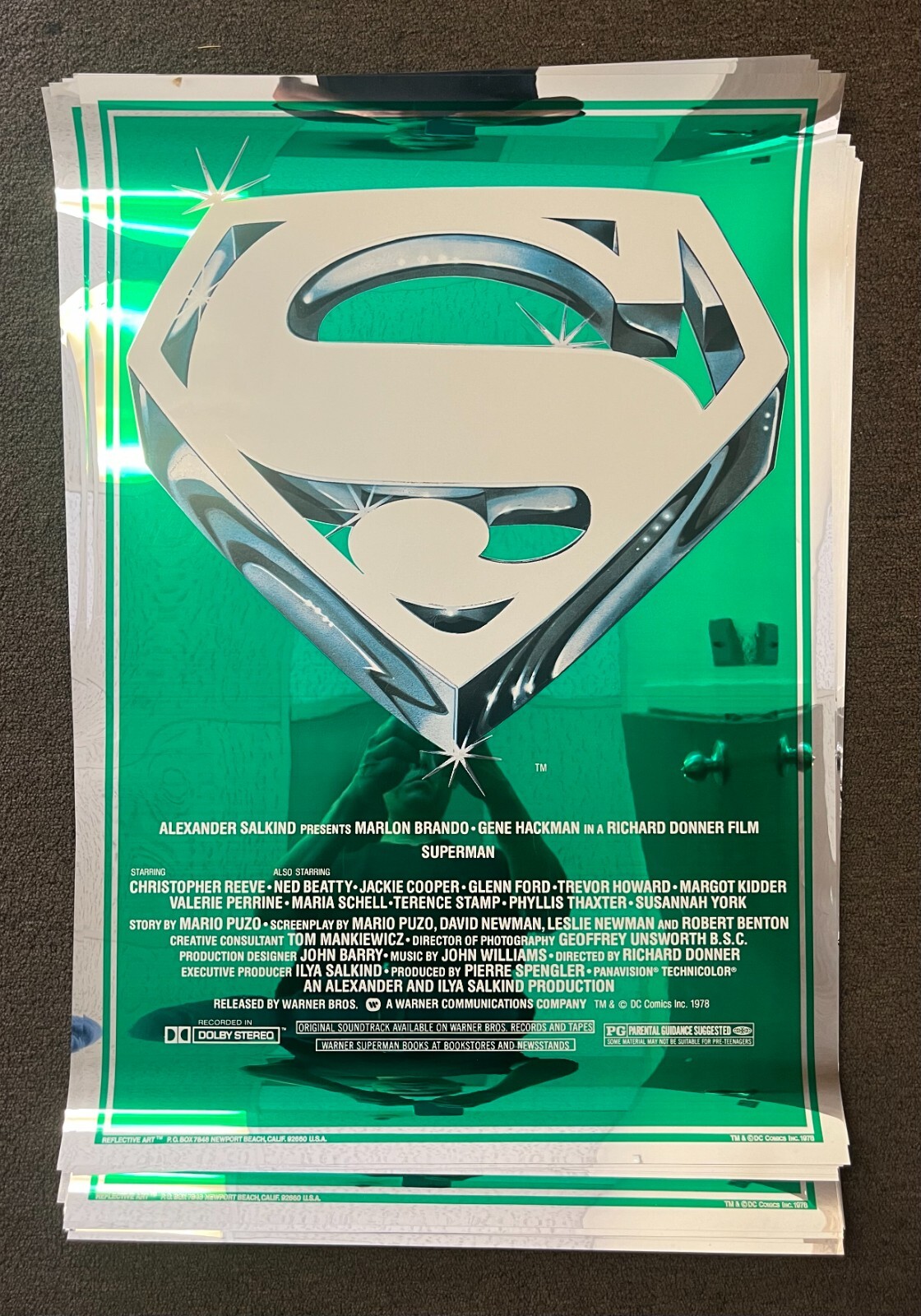 Original 1978 SUPERMAN THE MOVIE Mylar S Logo Poster! Near Mint -Mint, FREE SH