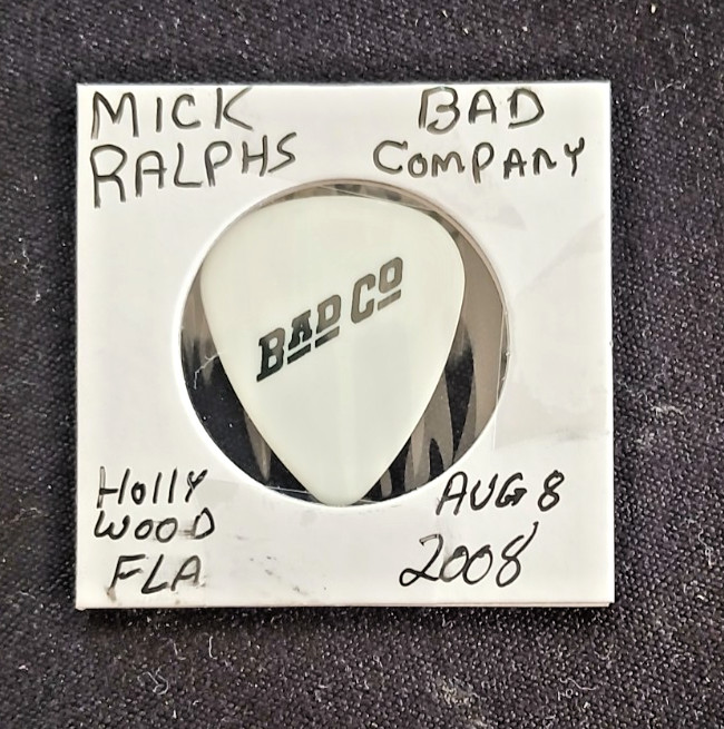 Mick Ralphs Bad Company Guitar Pick 8/8/2008 Hollywood Florida Rare