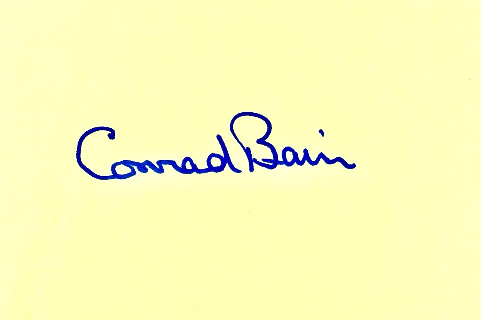 CONRAD BAIN Signed Autographed 4″x 6″ INDEX CARD Diff’rent Strokes Mr. President