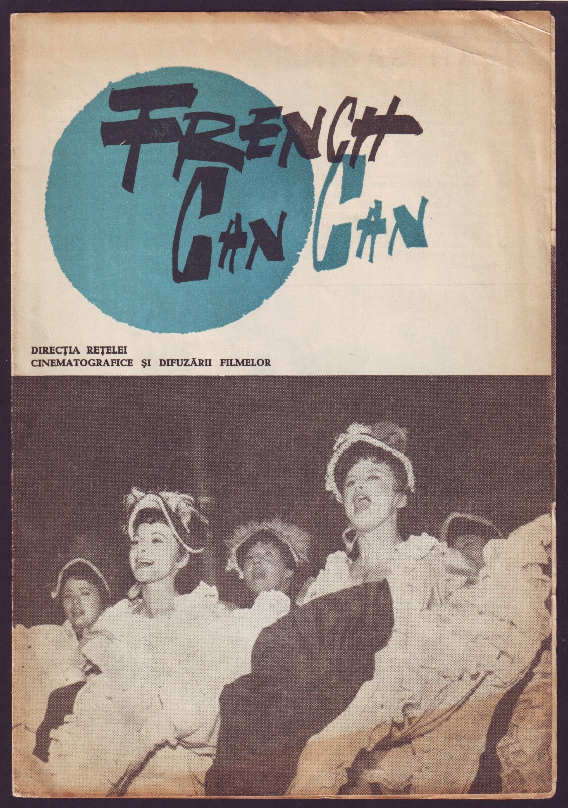 1955 French Cancan movie program Jean Gabin, Edith Piaf, Jean Renoir, Musical ad