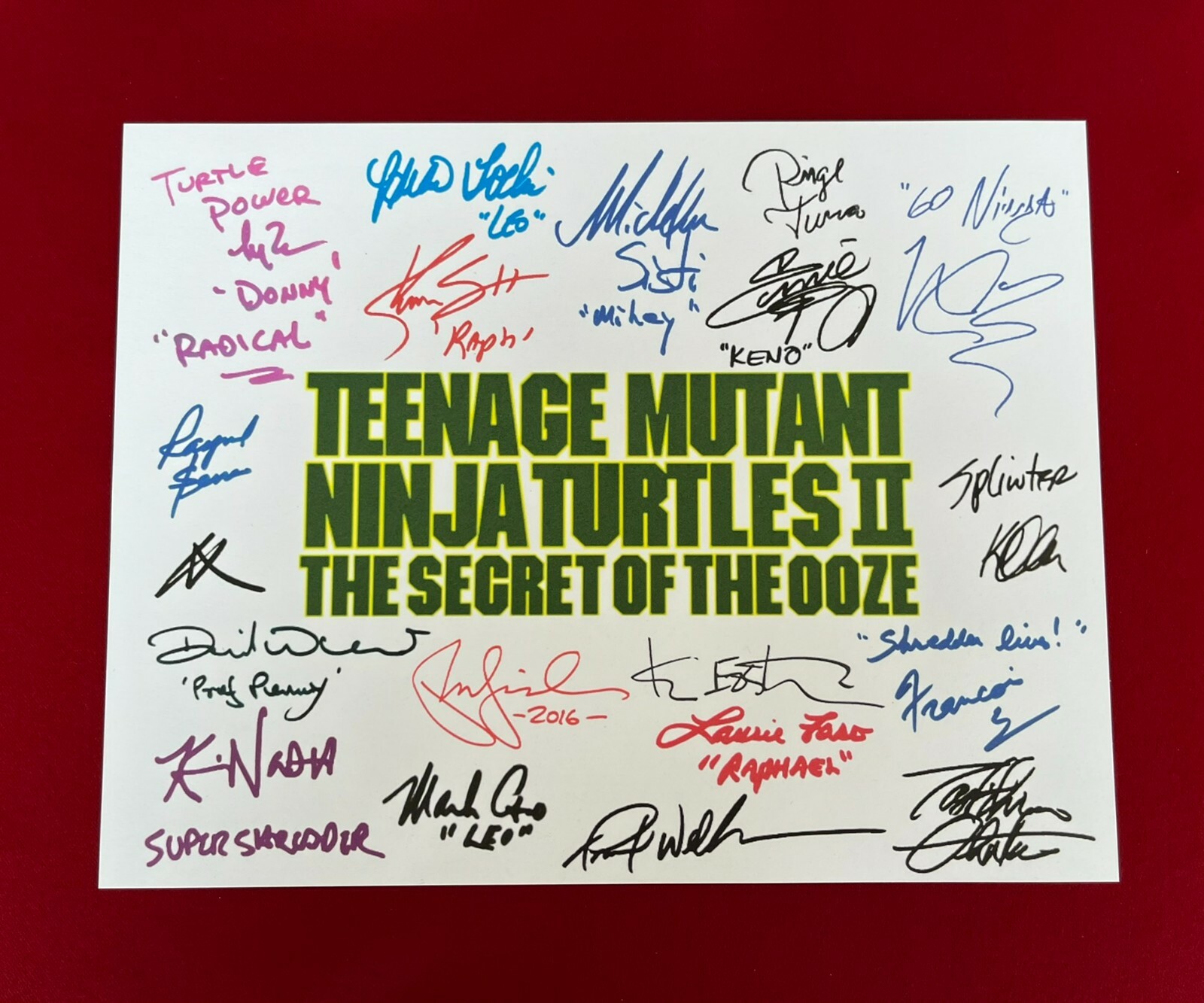 Teenage Mutant Ninja Turtles II Title Card Cast-Signed – Autograph Reprints