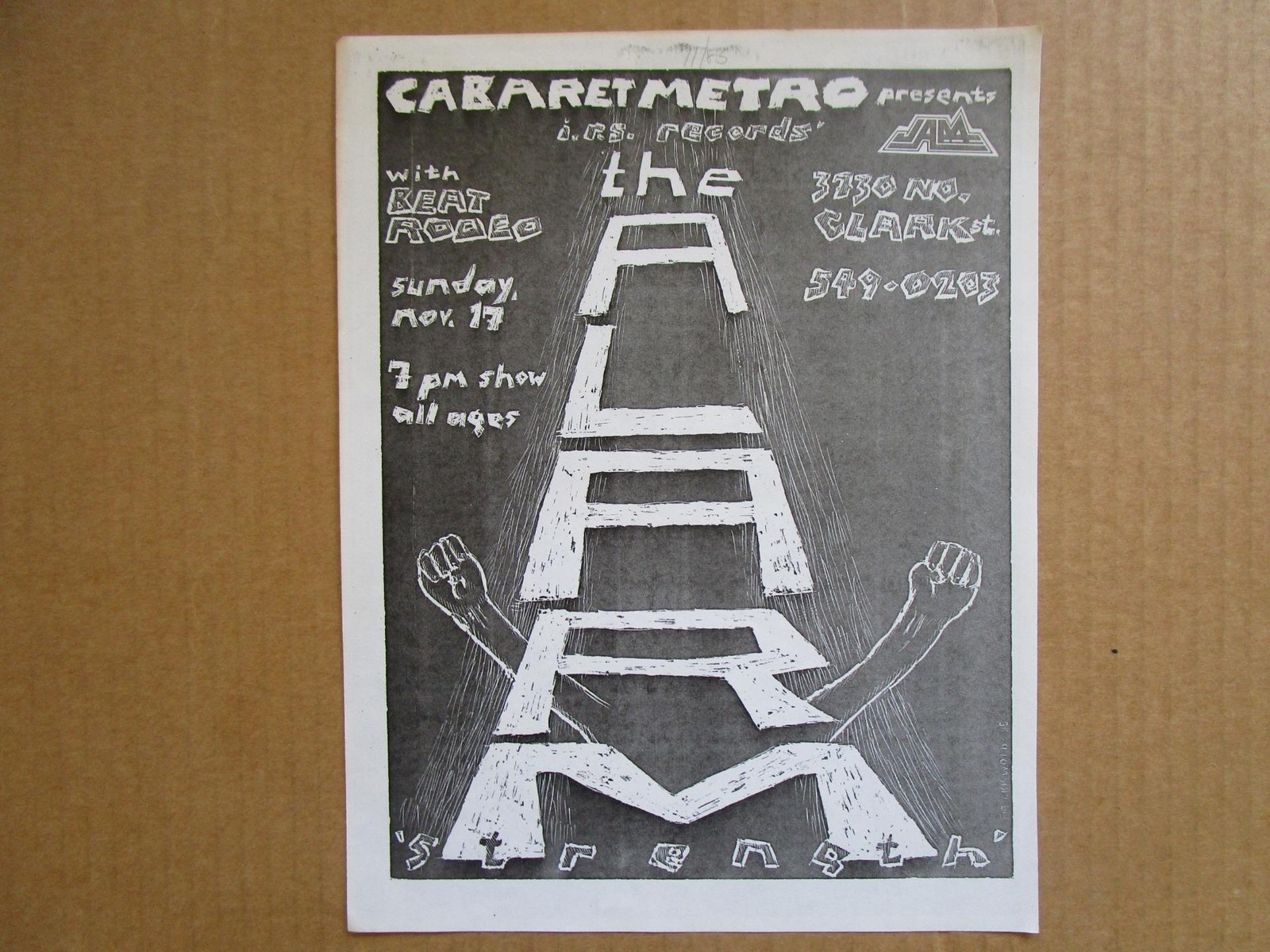 ALARM / BEAT RODEO / WIRE TRAIN @ METRO 11/85 Chicago Gig Flyers Handbills
