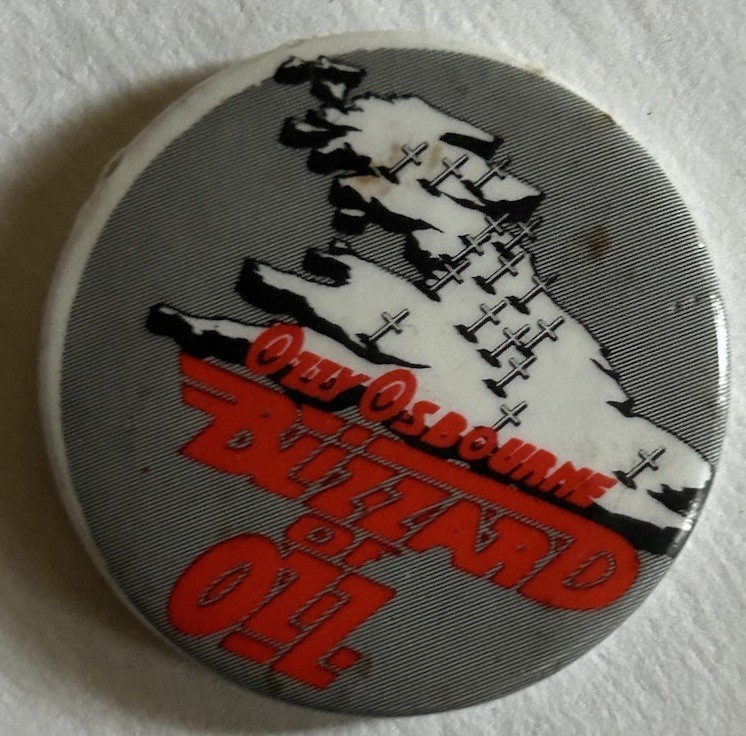 OZZY OSBOURNE Pin BLIZZARD of OZ UK Tour Vintage 1980 Randy Rhodes Badge