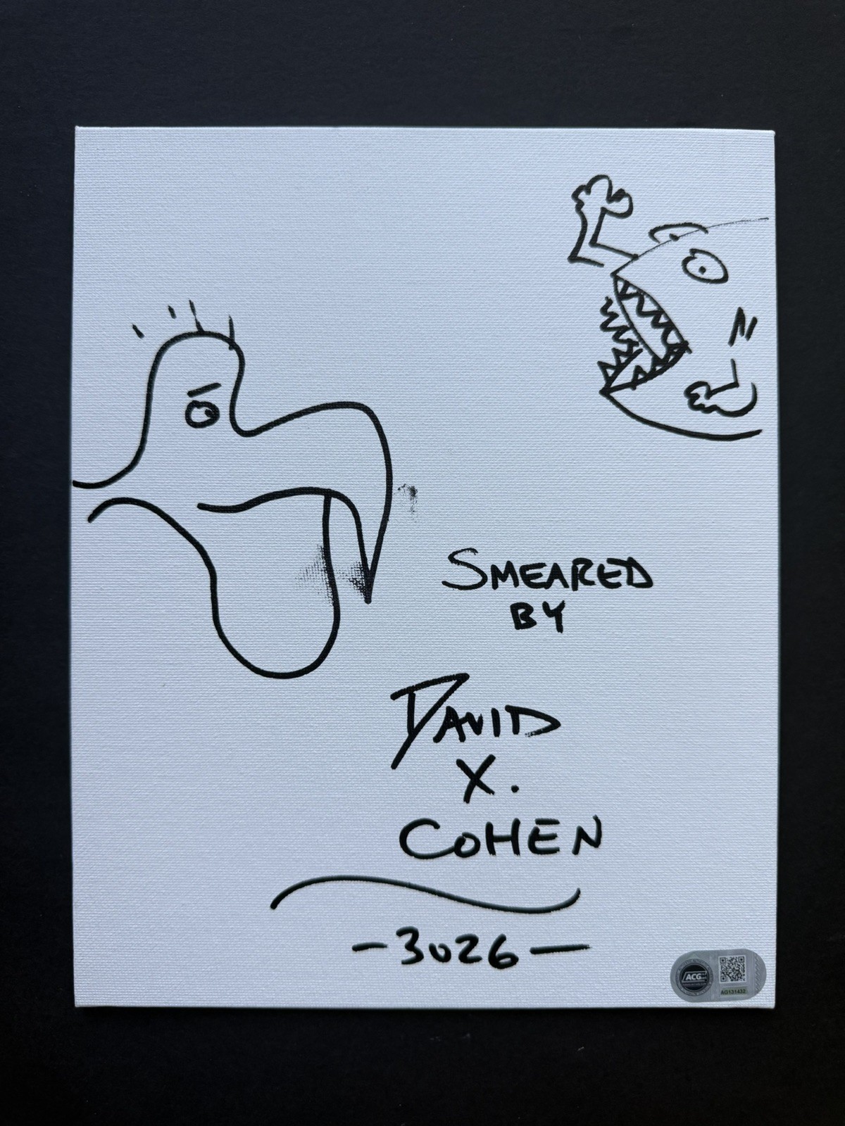 David X. Cohen signed sketch Futurama flat canvas 8″x10″ coa ACG