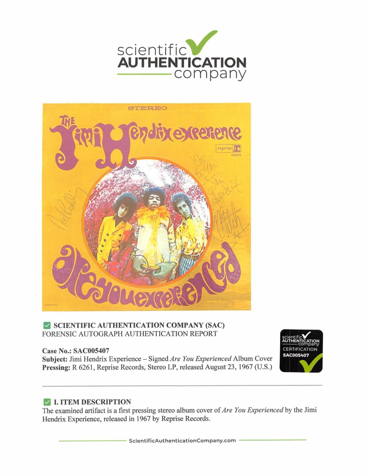 Jimi Hendrix Experience Signed Are You Experienced Noel Redding Mitch Mitchell