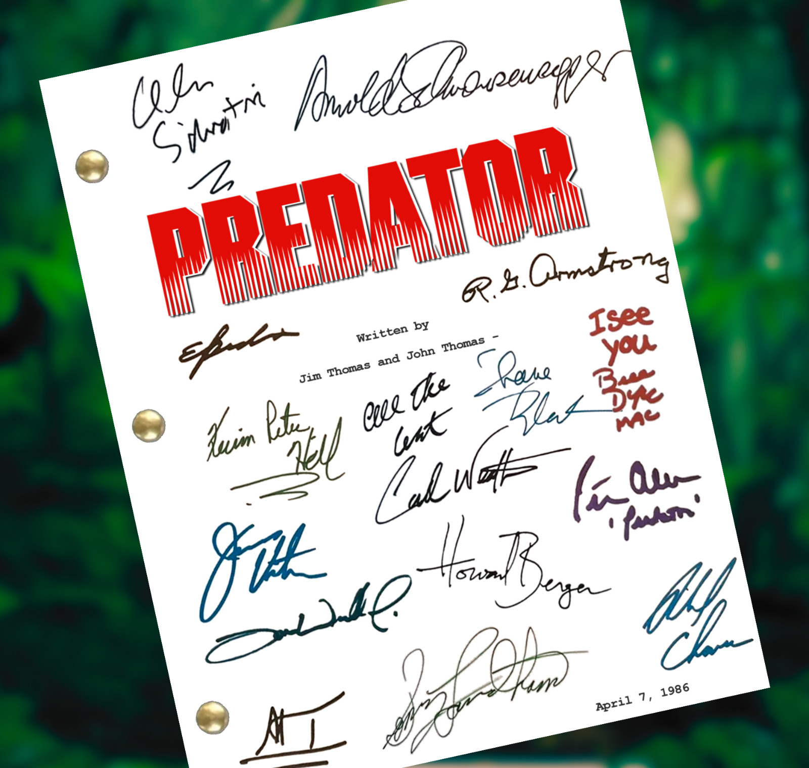 Predator Movie Script Cast Signed Autographed Reprints Full Script – Screenplay