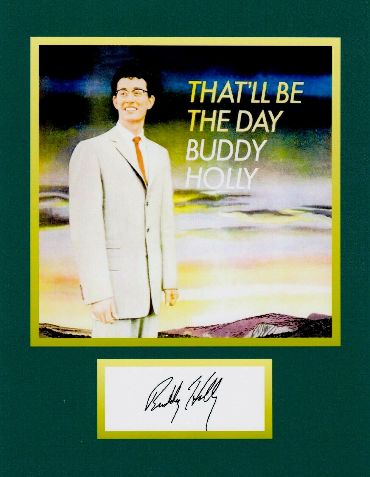 BUDDY HOLLY 8×10 REPRINT PHOTO DISPLAY & REPRINT AUTOGRAPH ON GLOSSY PHOTO PAPER