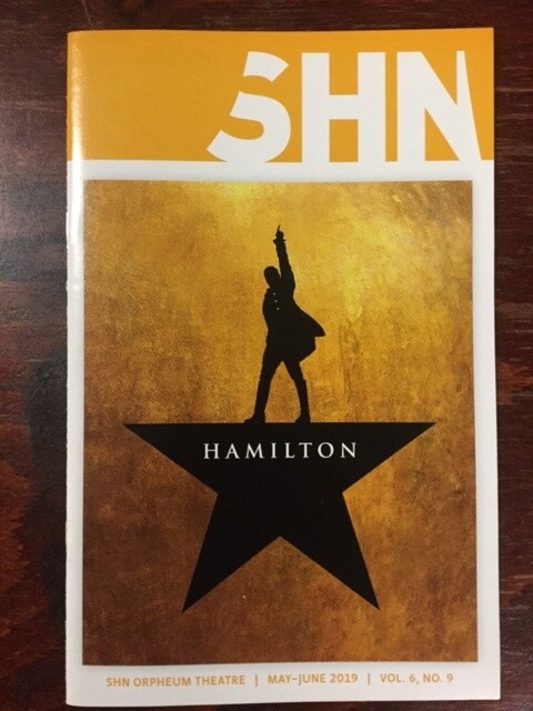 HAMILTON MUSICAL PLAYBILL SAN FRANCISCO SHN ORPHEUM 2019