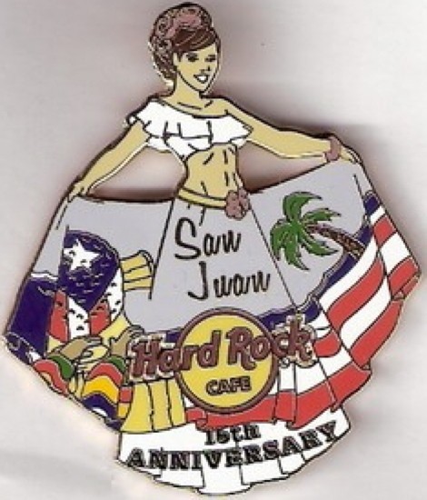 Hard Rock Cafe SAN JUAN 2008 15th Anniversary PIN Traditional Dressed Girl 42253